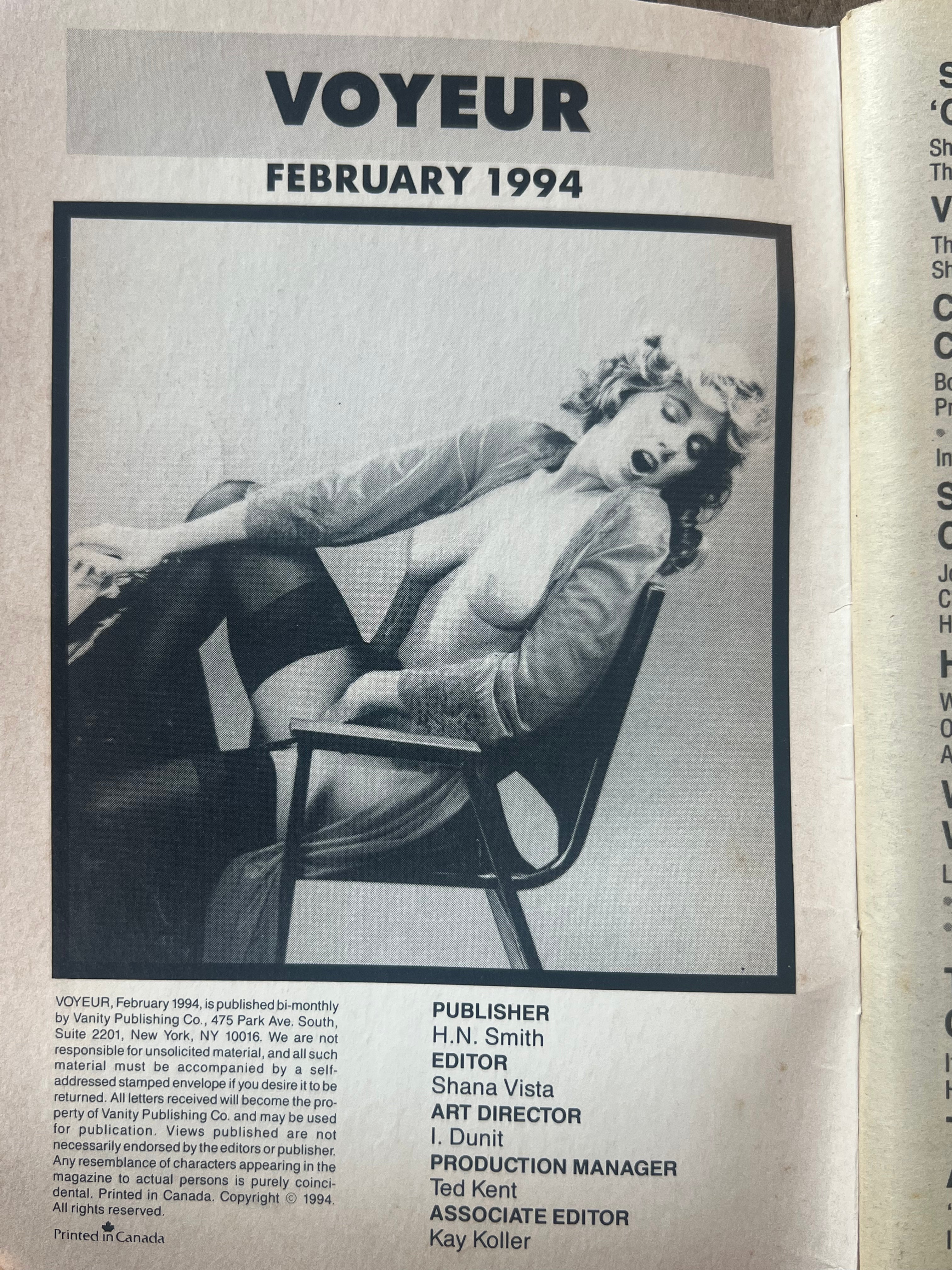VOYEUR Private Diaries Magazine - February 1994 Issue