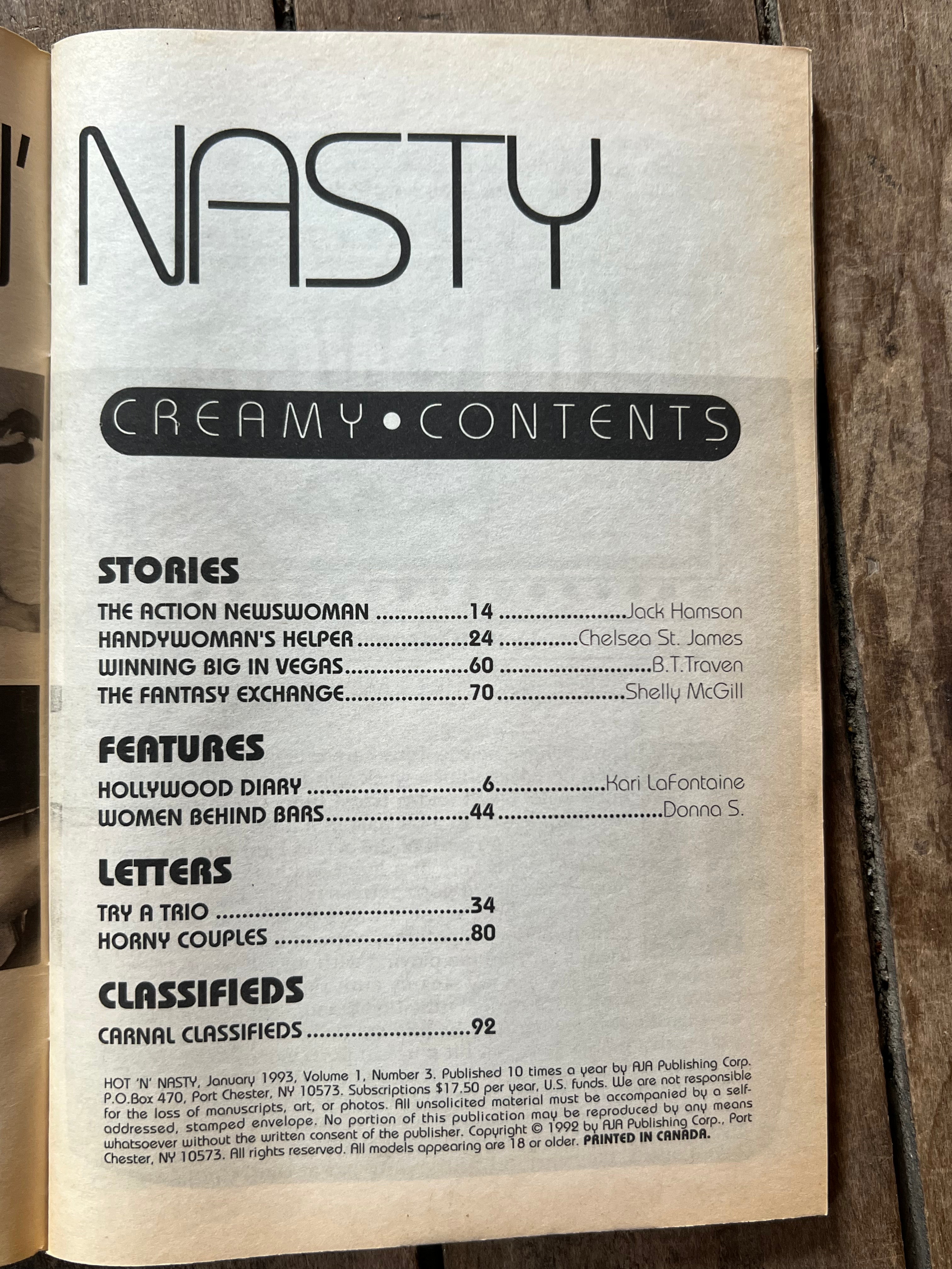 HOT ‘N’ NASTY Magazine - January 1993 Issue
