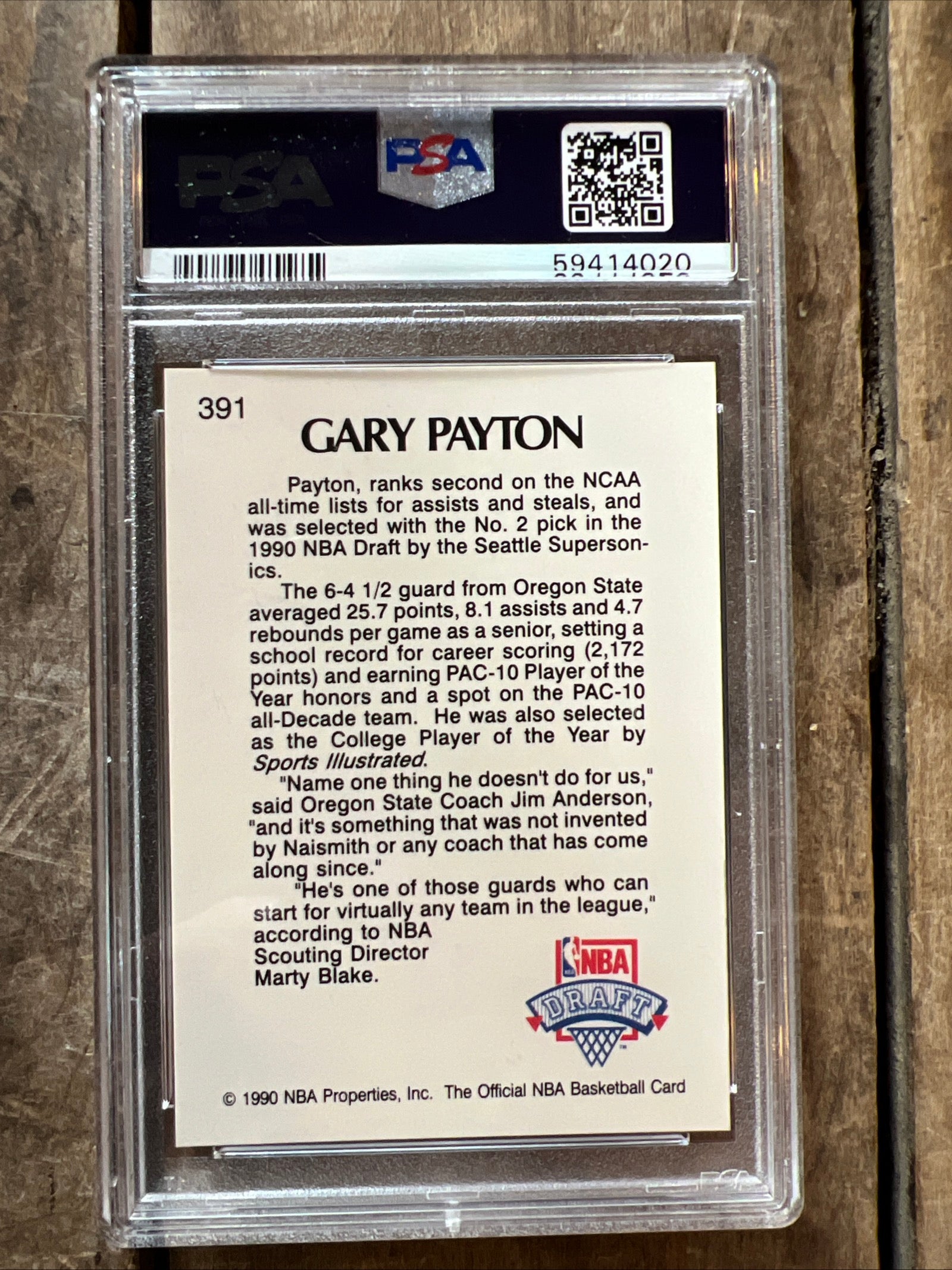 1990 NBA Hoops - Gary Payton - Seattle Supersonics - Graded PSA NM-MT 8 Rookie