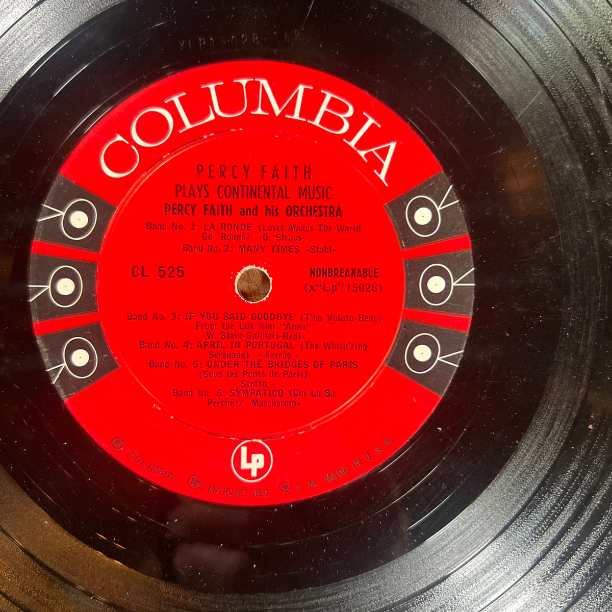 Percy Faith Plays Continental Music - 1953 Columbia Records - LP Vinyl Album