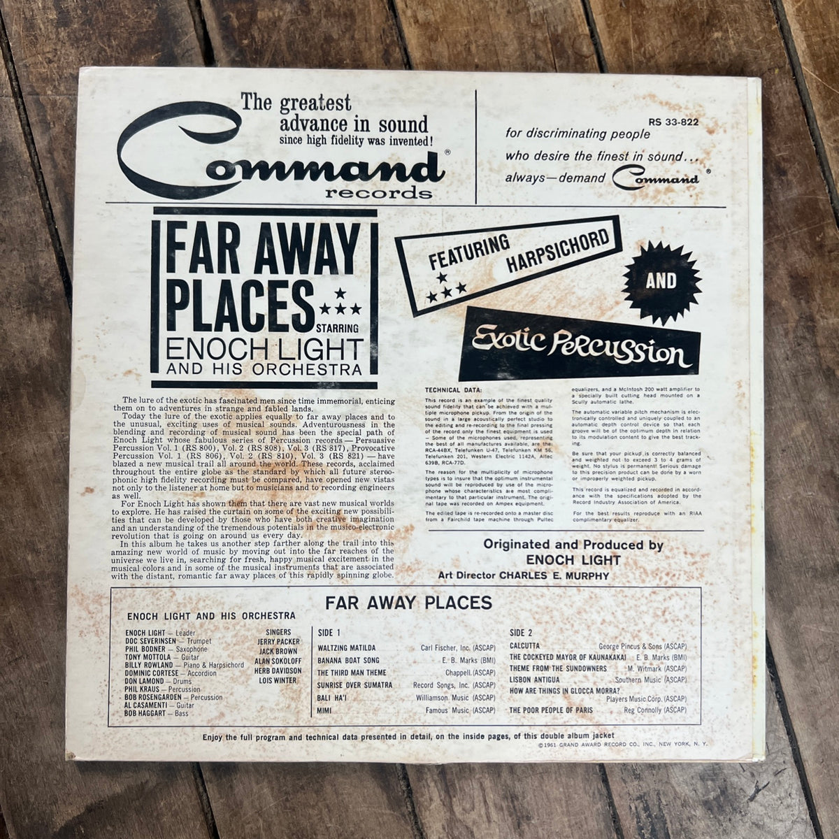 Enoch Light & His Orchestra - Far Away Places - 1961 Command Records - LP Vinyl Album