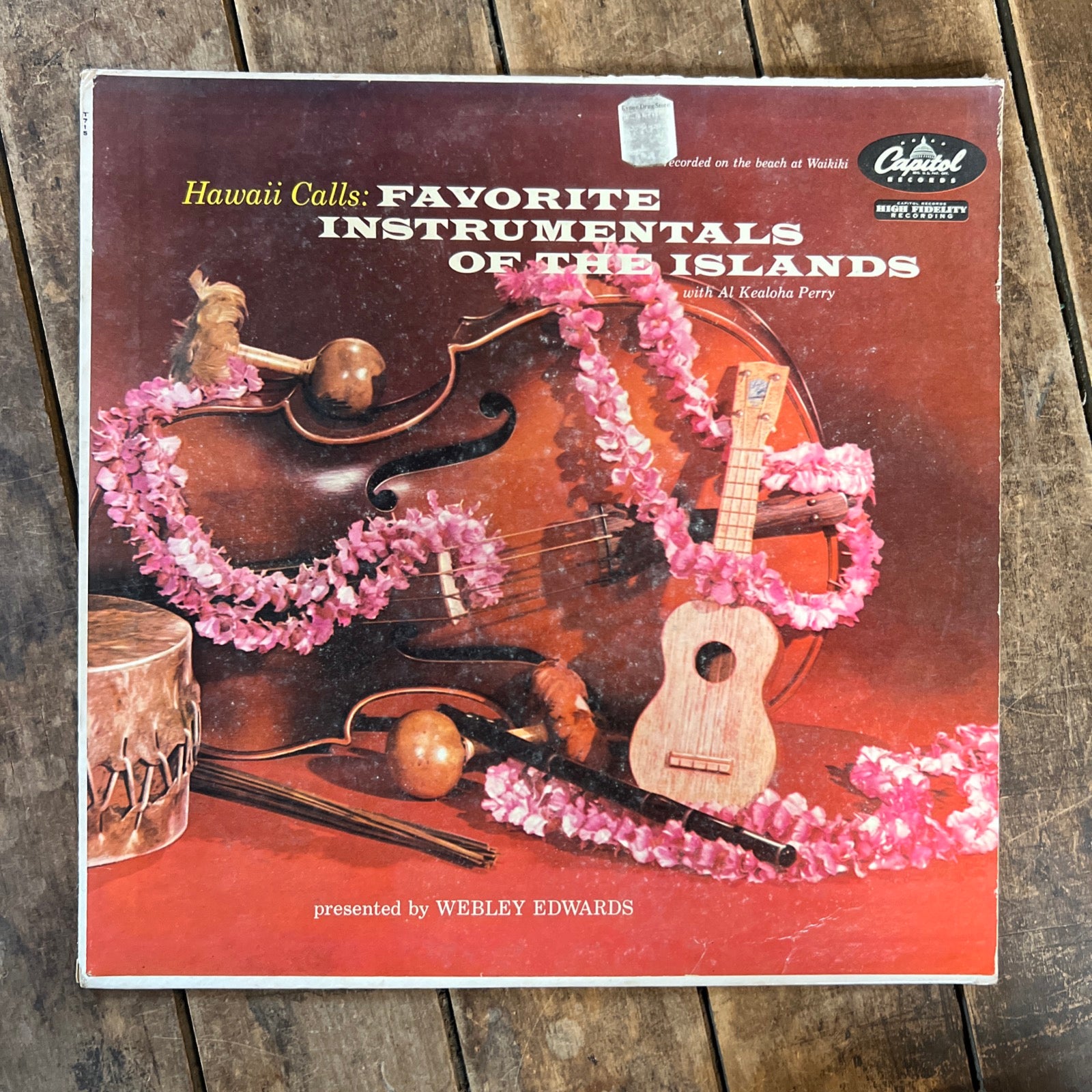 Hawaii Calls: Favorite Instrumentals Of Islands - Al Kealoha Perry presented by Webley Edwards - 1957 Capitol Records - LP Vinyl Album