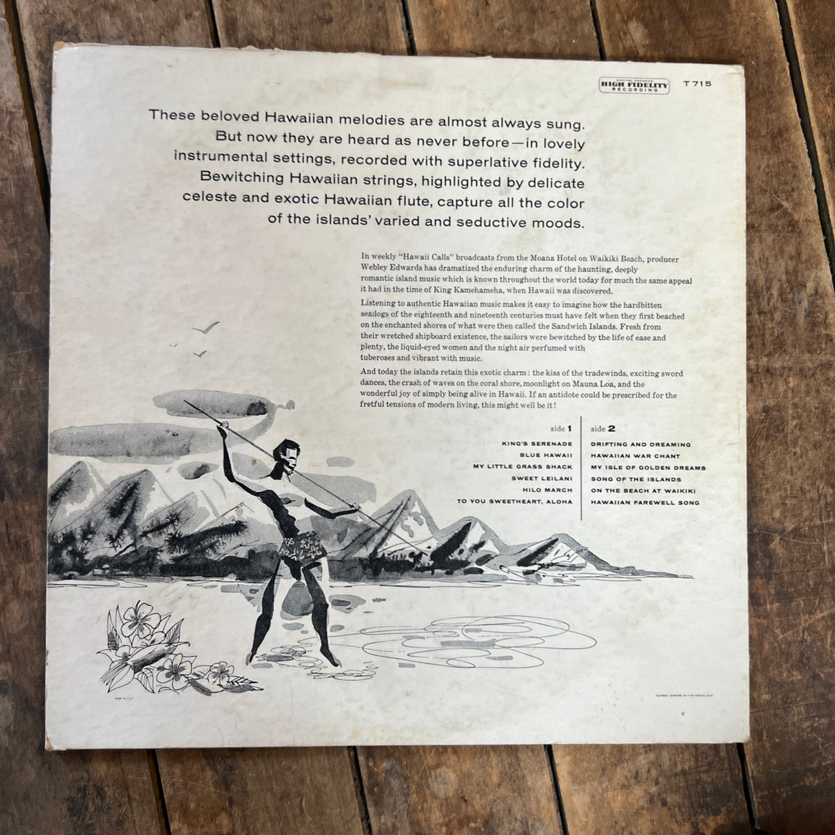 Hawaii Calls: Favorite Instrumentals Of Islands - Al Kealoha Perry presented by Webley Edwards - 1957 Capitol Records - LP Vinyl Album