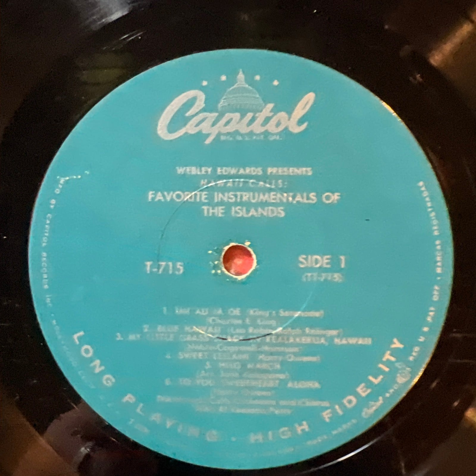 Hawaii Calls: Favorite Instrumentals Of Islands - Al Kealoha Perry presented by Webley Edwards - 1957 Capitol Records - LP Vinyl Album