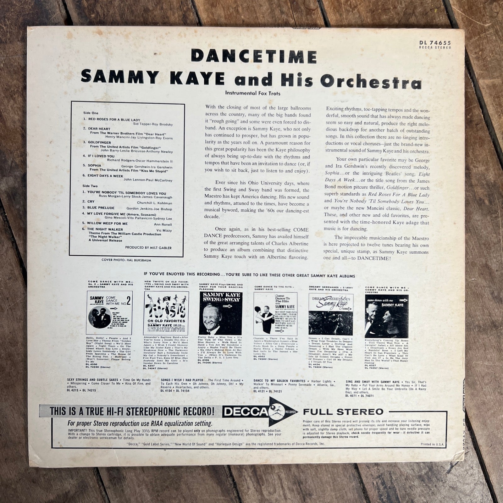 Sammy Kay & His Orchestra DANCETIME - 1965 Decca Records - LP Vinyl Album