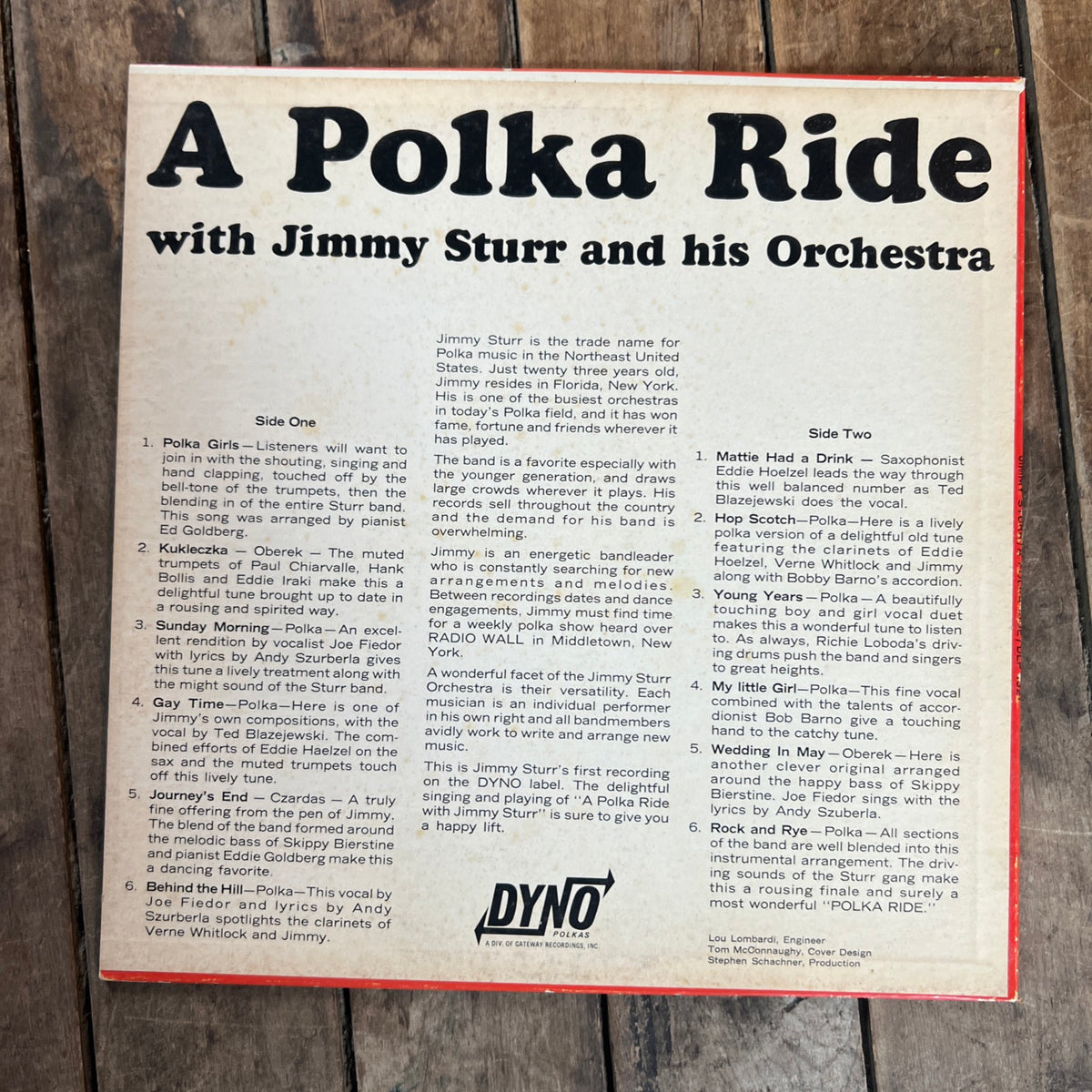 A Polka Ride with Jimmy Sturr & His Orchestra - 1970 Dyno Records - LP Vinyl
