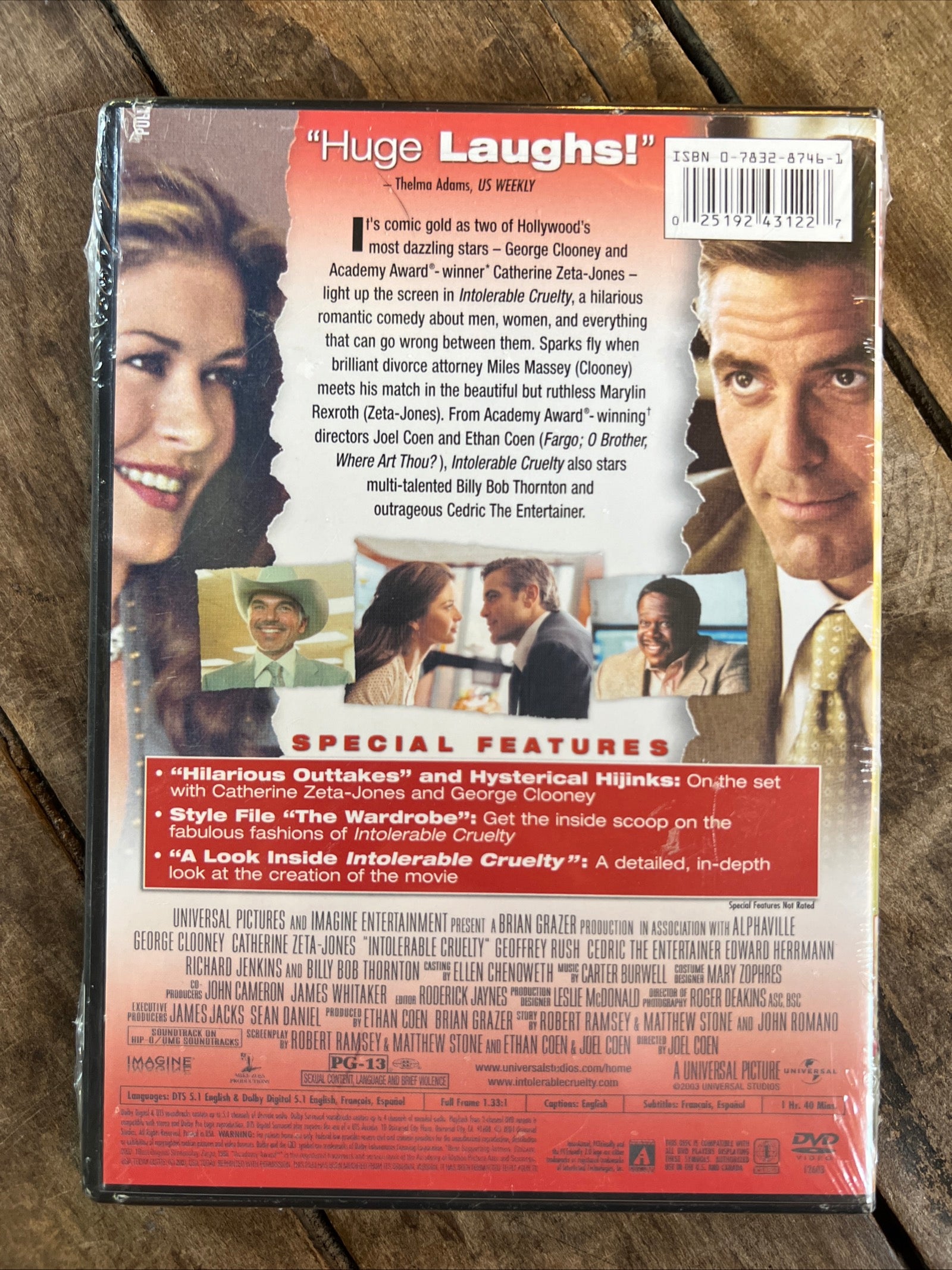 Intolerable Cruelty ( DVD 2003 ) Comedy / Romance [PG-13 ] NEW Sealed