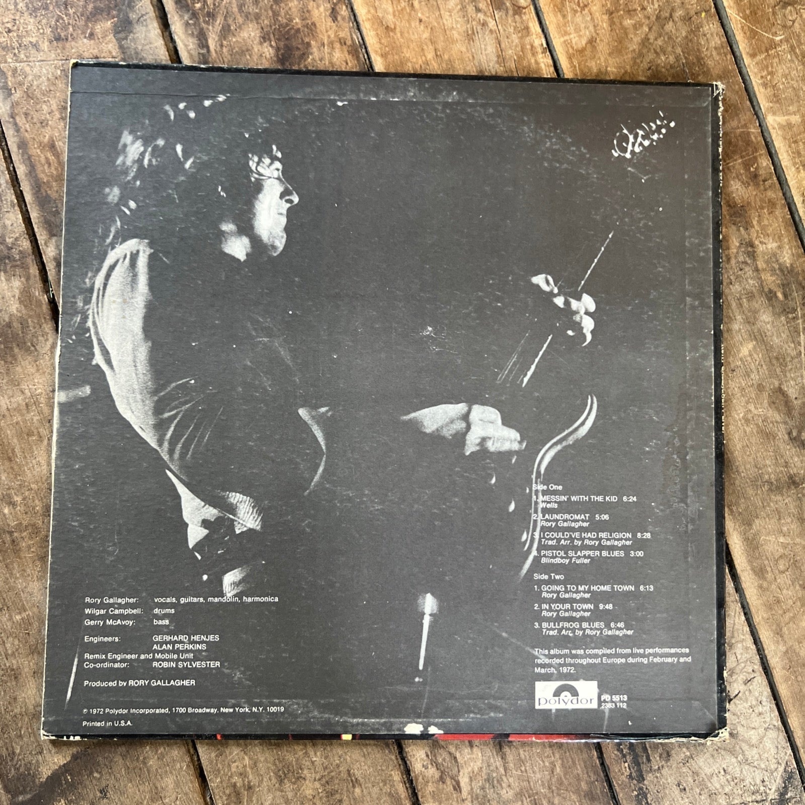 Rory Gallagher LIVE! - 1972 Polydor Records - LP Vinyl Album
