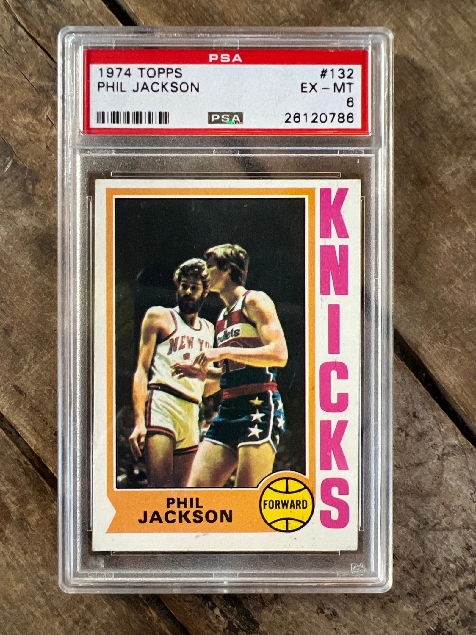 1974 Topps NBA Basketball - Phil Jackson - New York Knicks - Graded PSA NM 6