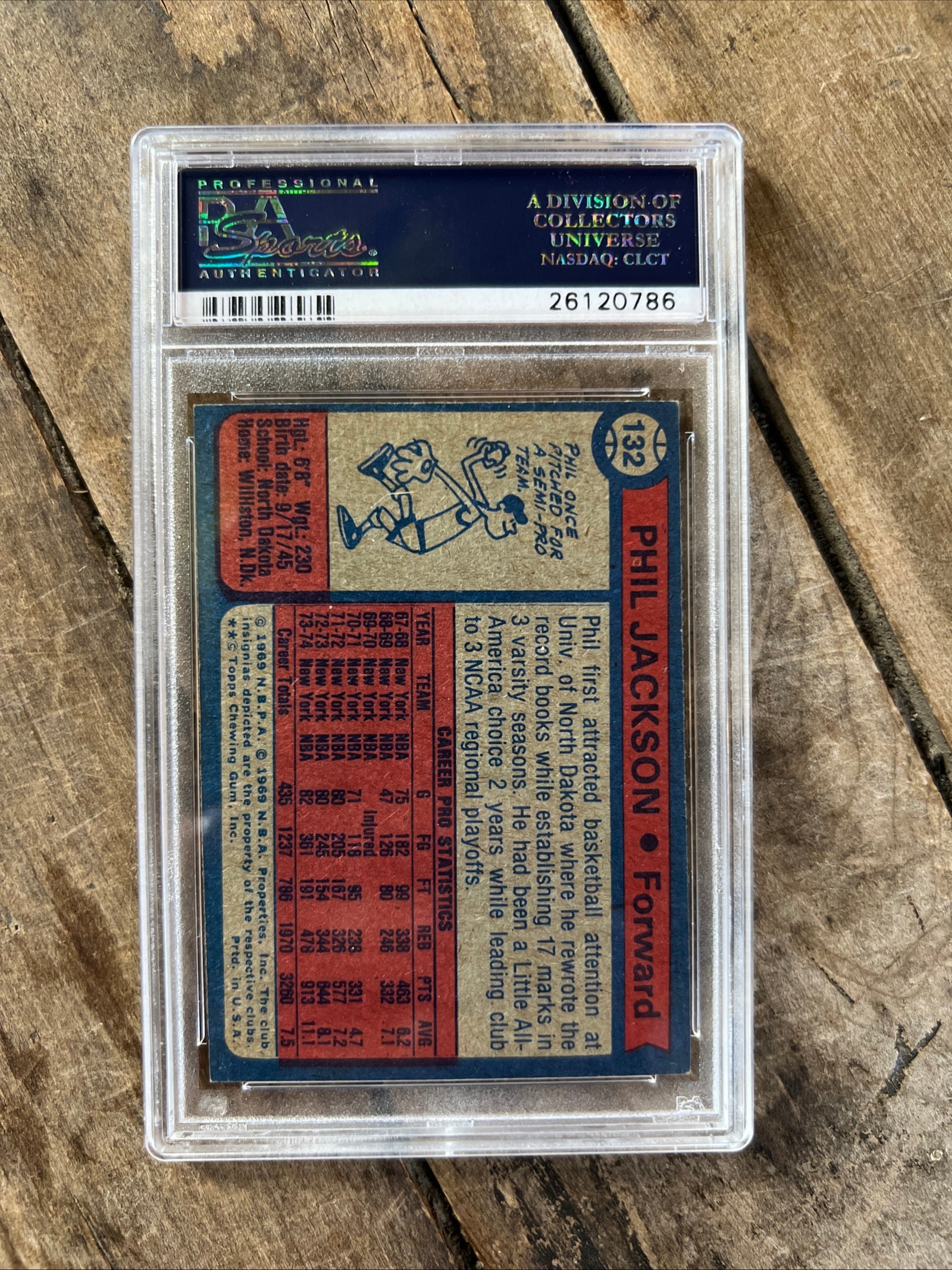 1974 Topps NBA Basketball - Phil Jackson - New York Knicks - Graded PSA NM 6