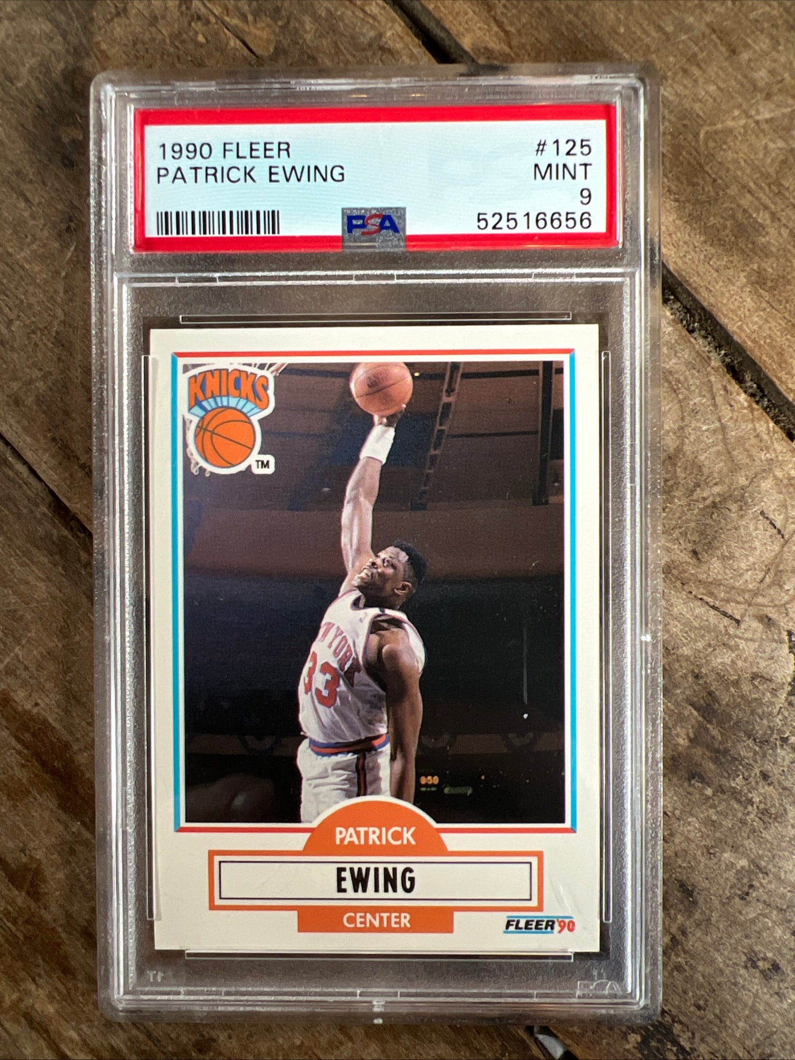 1990 Fleer NBA Basketball - Patrick Ewing - New York Knicks - Graded PSA MINT 9