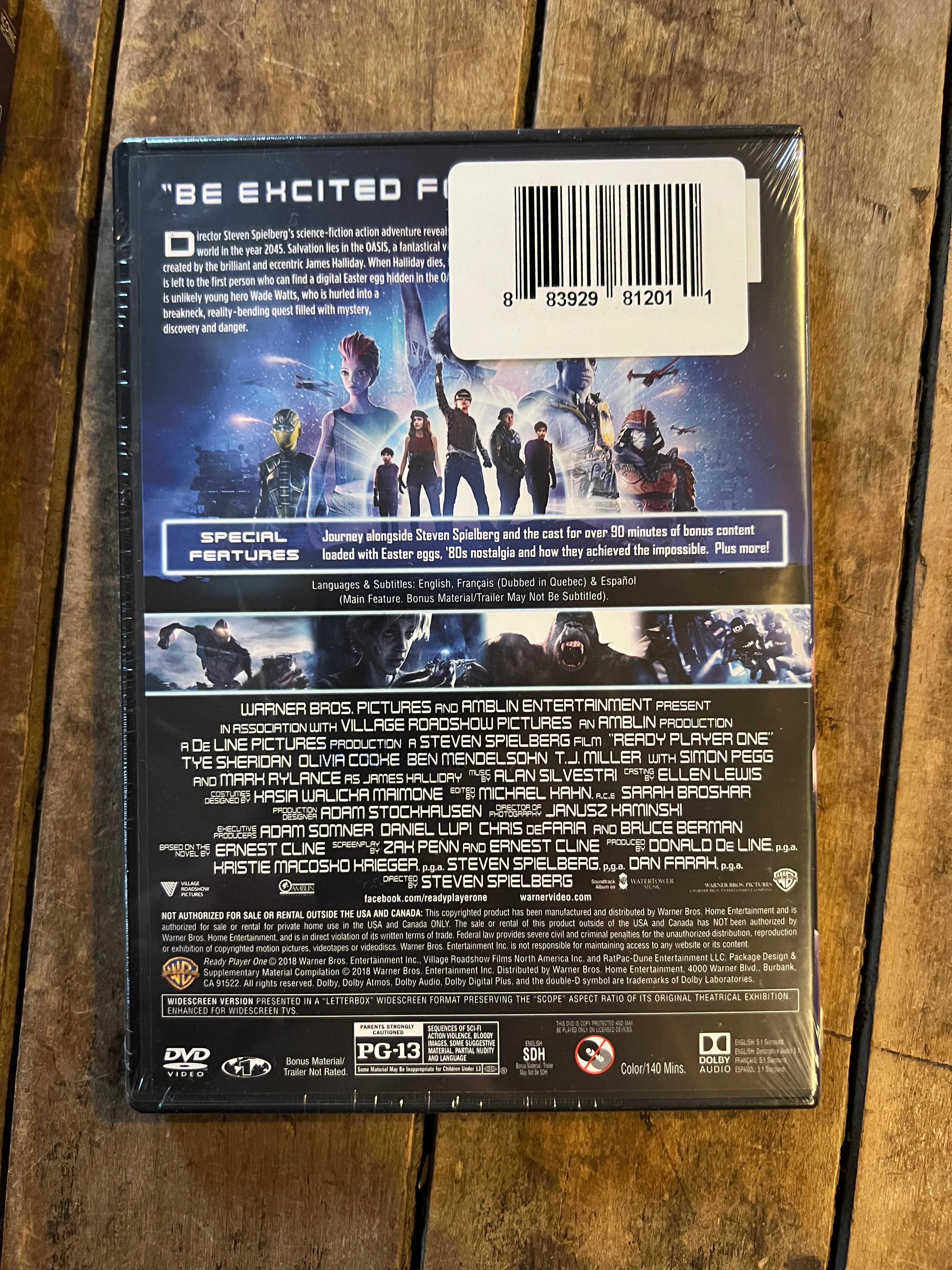 Ready Player One ( DVD 2018 ) Steven Spielberg Movie Starring - Tye Sheridan NOS New Sealed