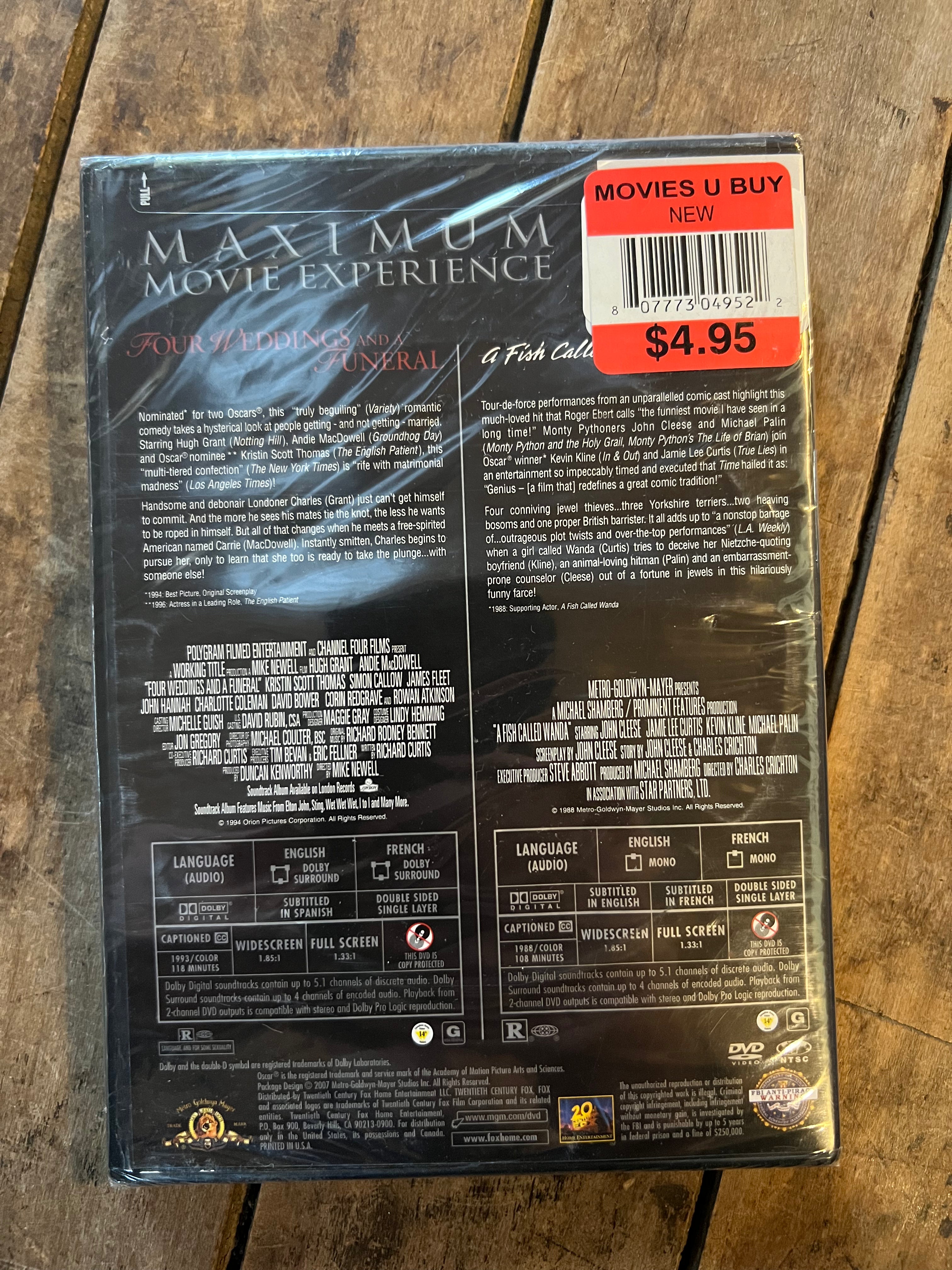 Four Weddings And A Funeral & A Fish Call Wanda ( 2 DVD Set ) - New Sealed