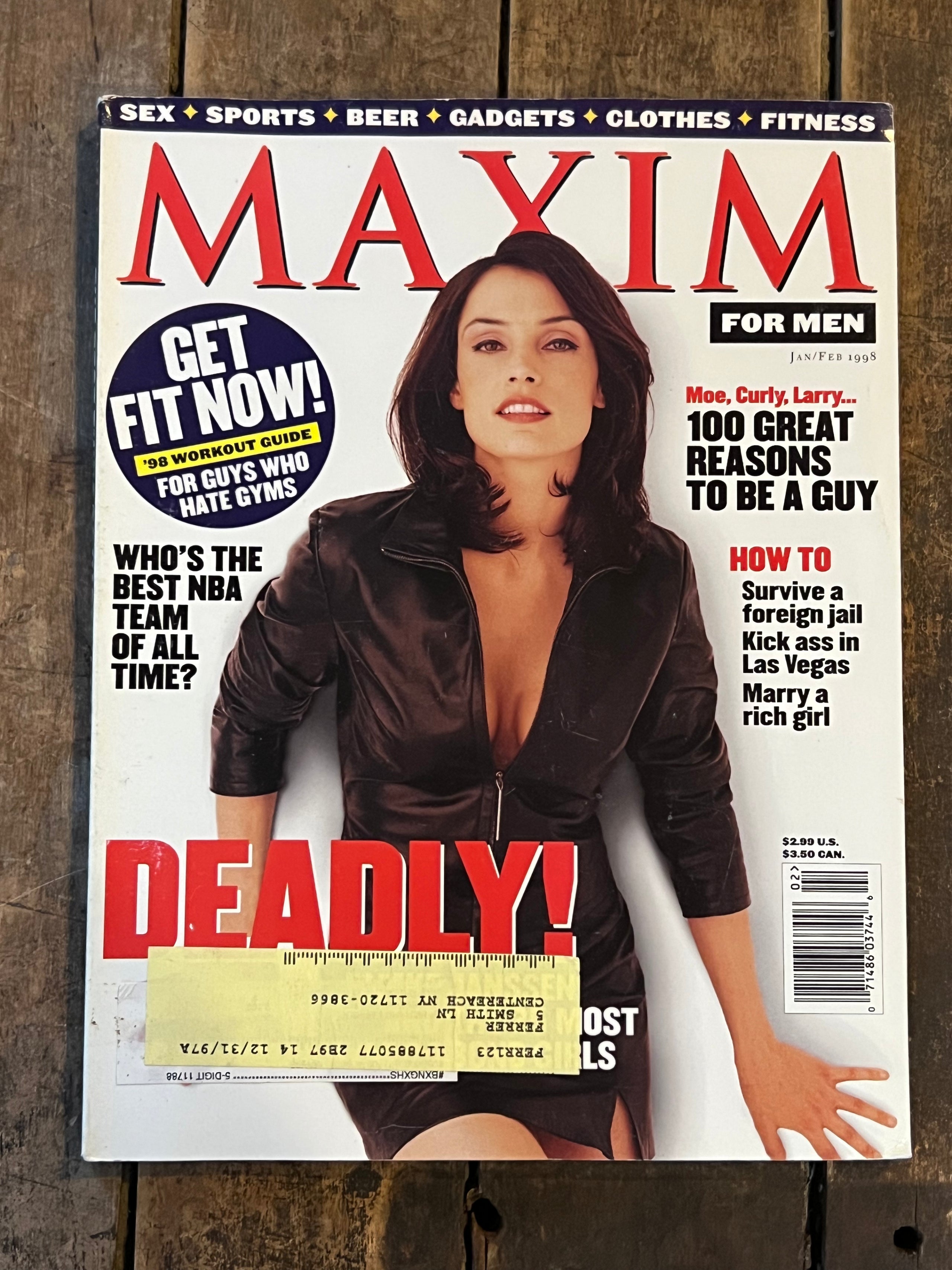 MAXIM Magazine For Men - January / February 1998 Issue - Famke Janssen Cover