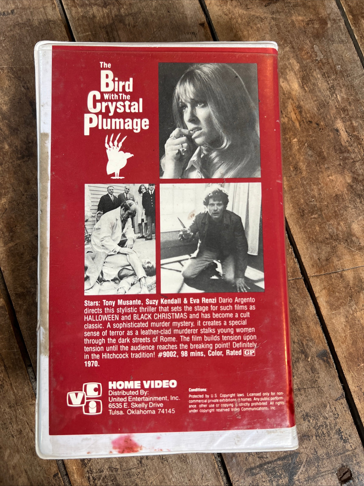 The Bird With The Crystal Plumage ( Clam Shell VHS 1970 ) Horror / Mystery [PG]