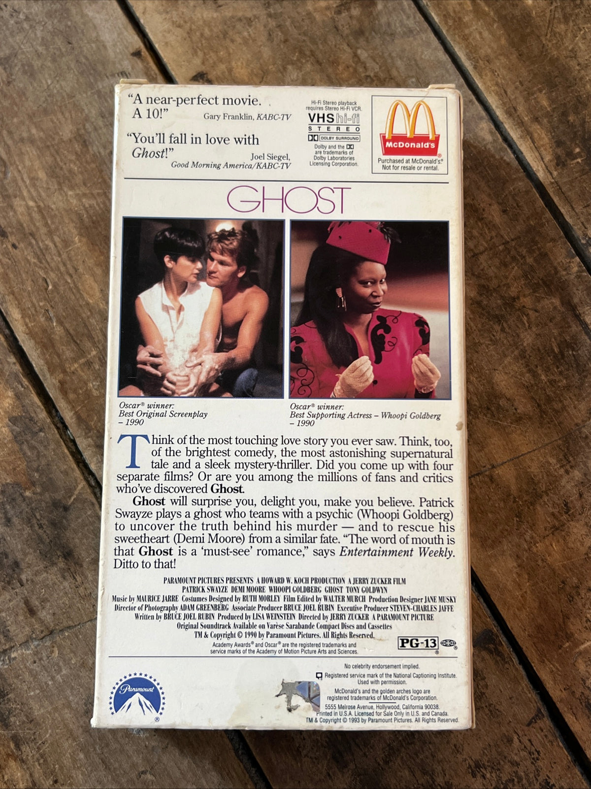 GHOST ( VHS 1990 ) Romance / Thriller [PG-13]