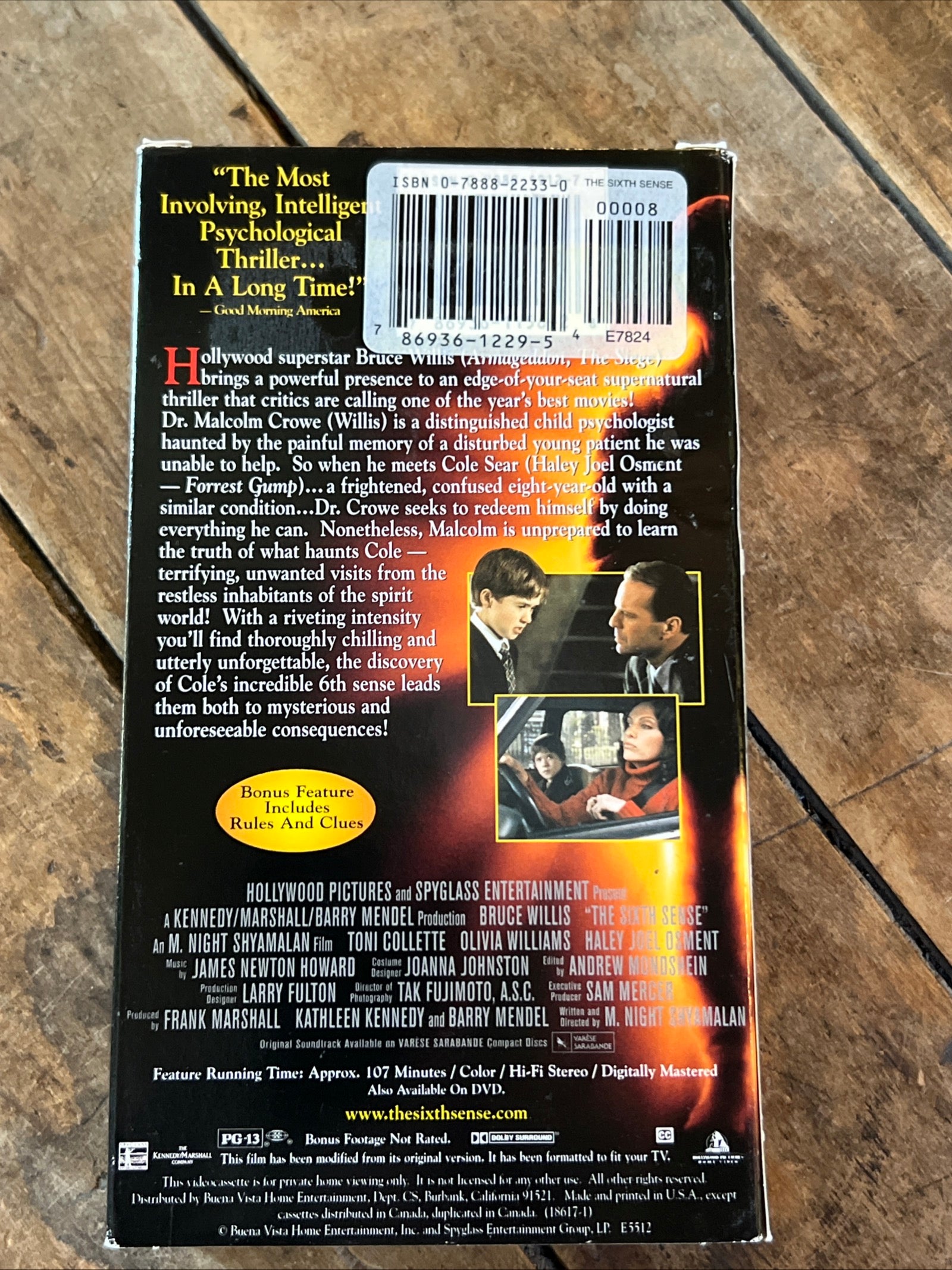 The Sixth Sense ( VHS 1999 ) Horror / Mystery [PG-13]