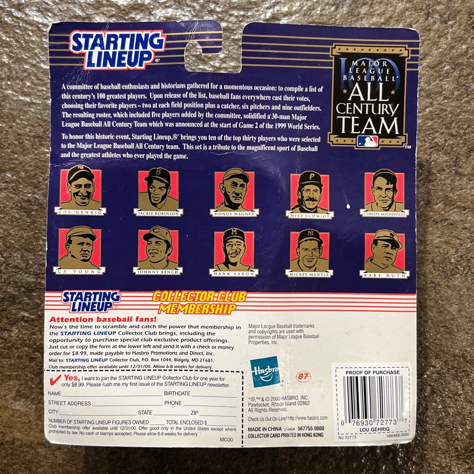 2000 Hasbro Starting Lineup - MLB New York Yankees LOU GEHRIG Action Figure