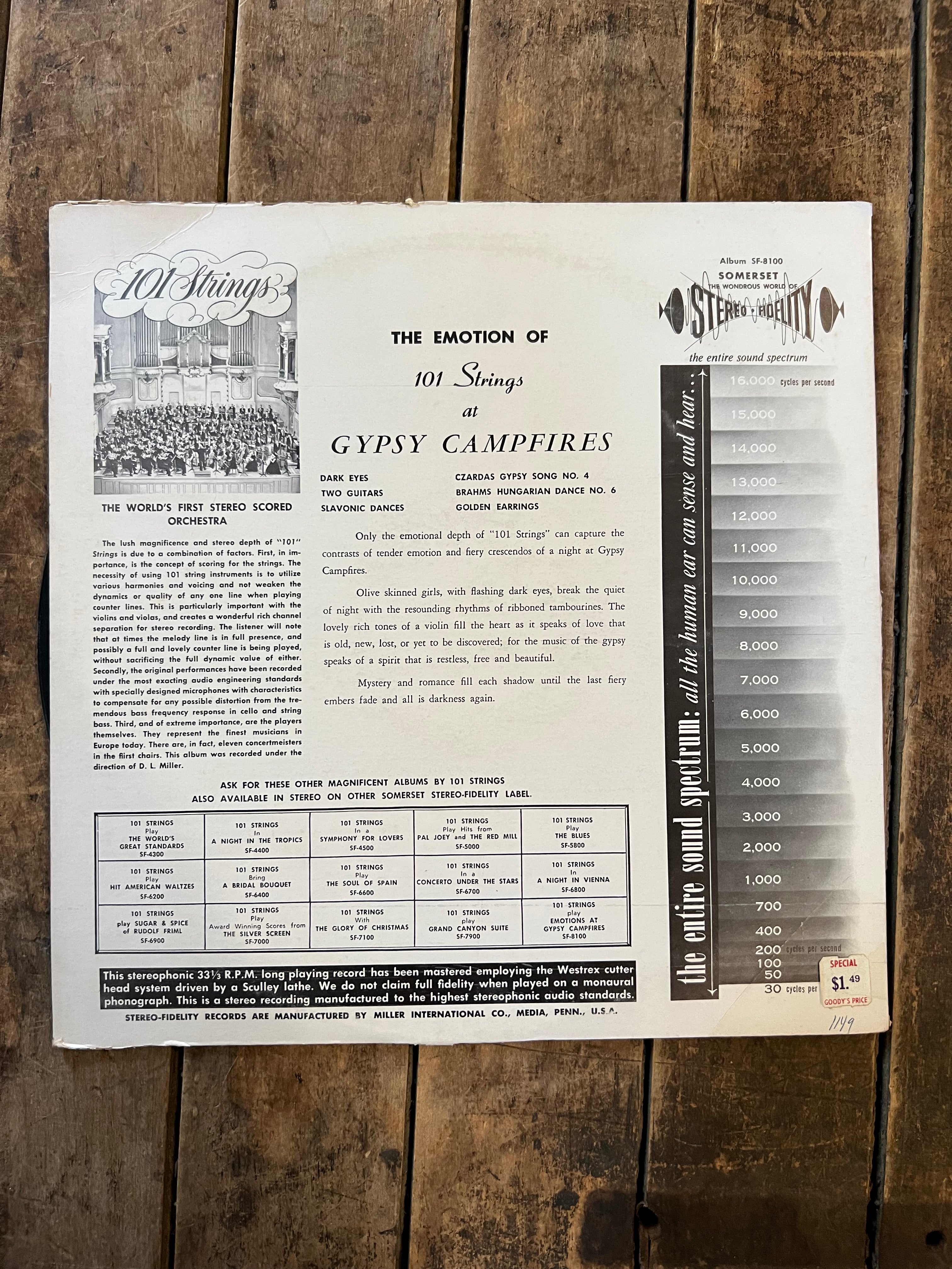 101 Strings - Gypsy Campfires - 1958 Record - LP Vinyl Album