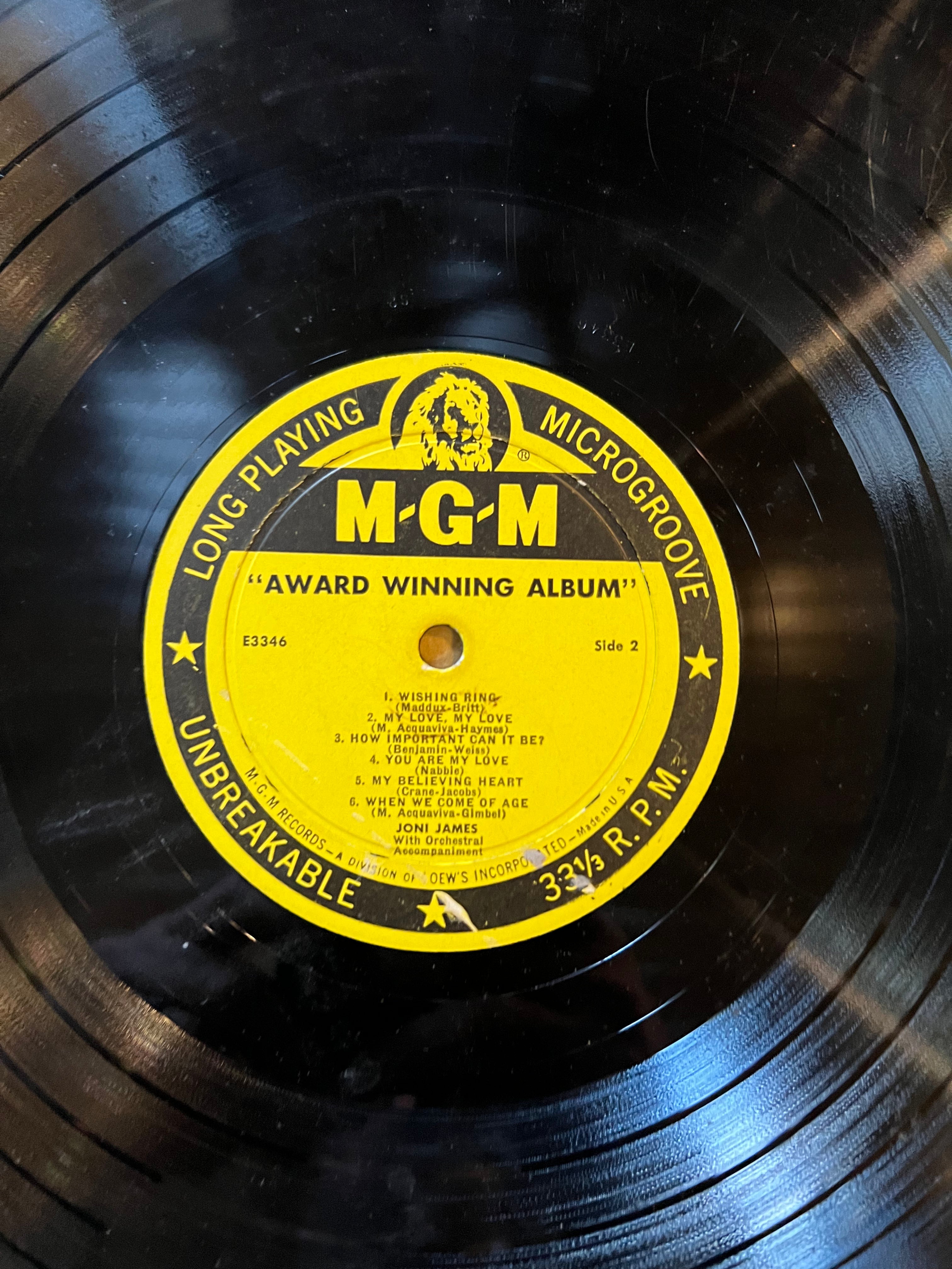 Joni James - Award Winning Album - 1954 MGM Record - LP Vinyl Album