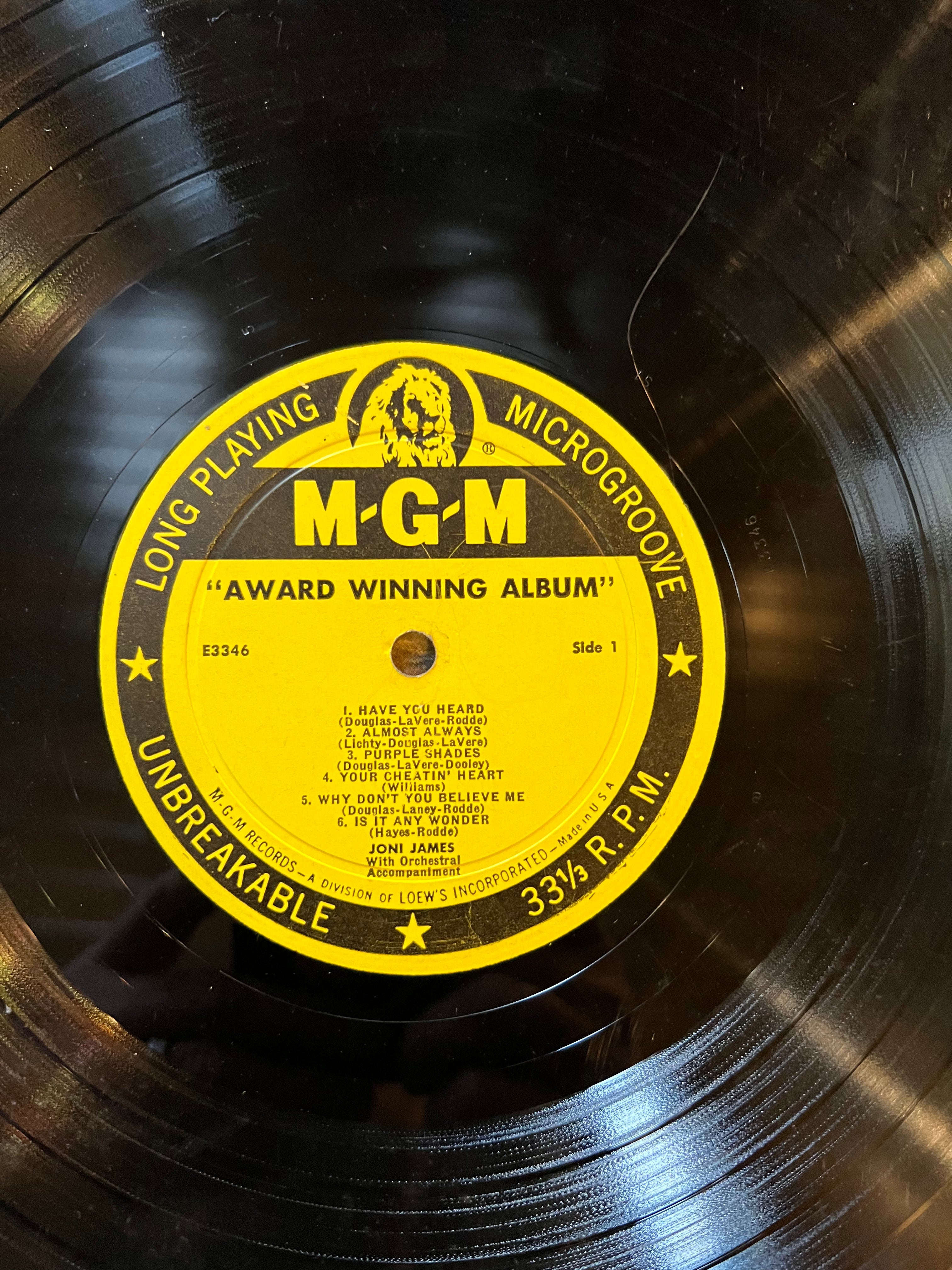Joni James - Award Winning Album - 1954 MGM Record - LP Vinyl Album