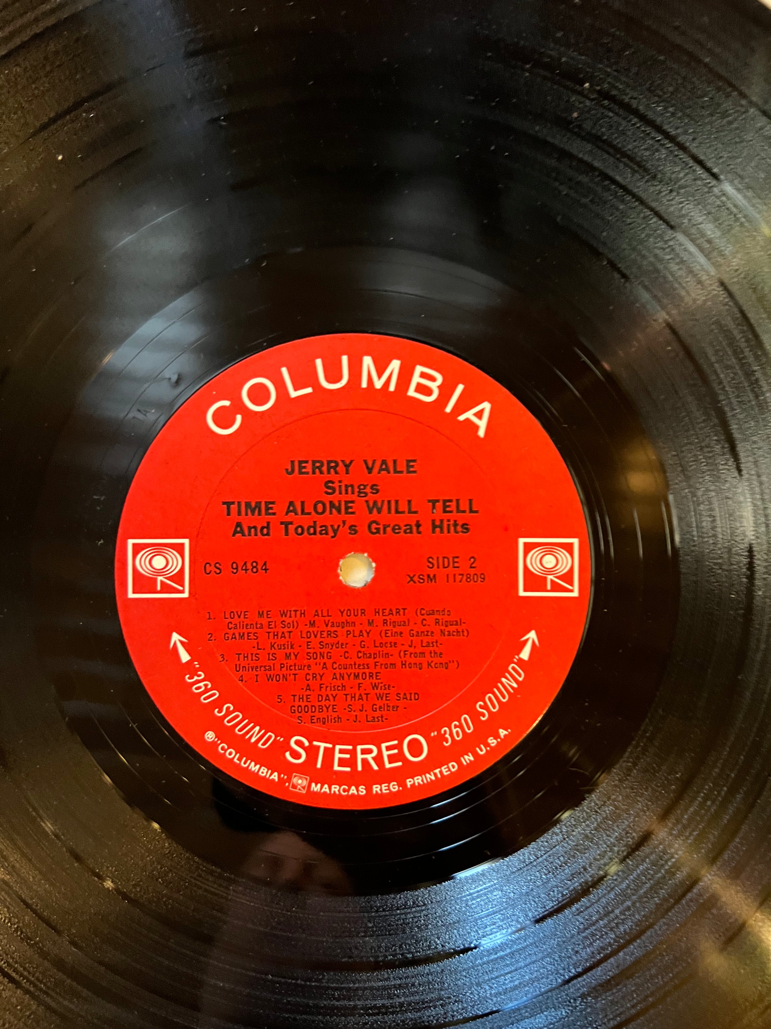 Jerry Vale - Time Alone Will Tell and Other Great Hits of Today - 1967 Columbia Record - LP Vinyl Album