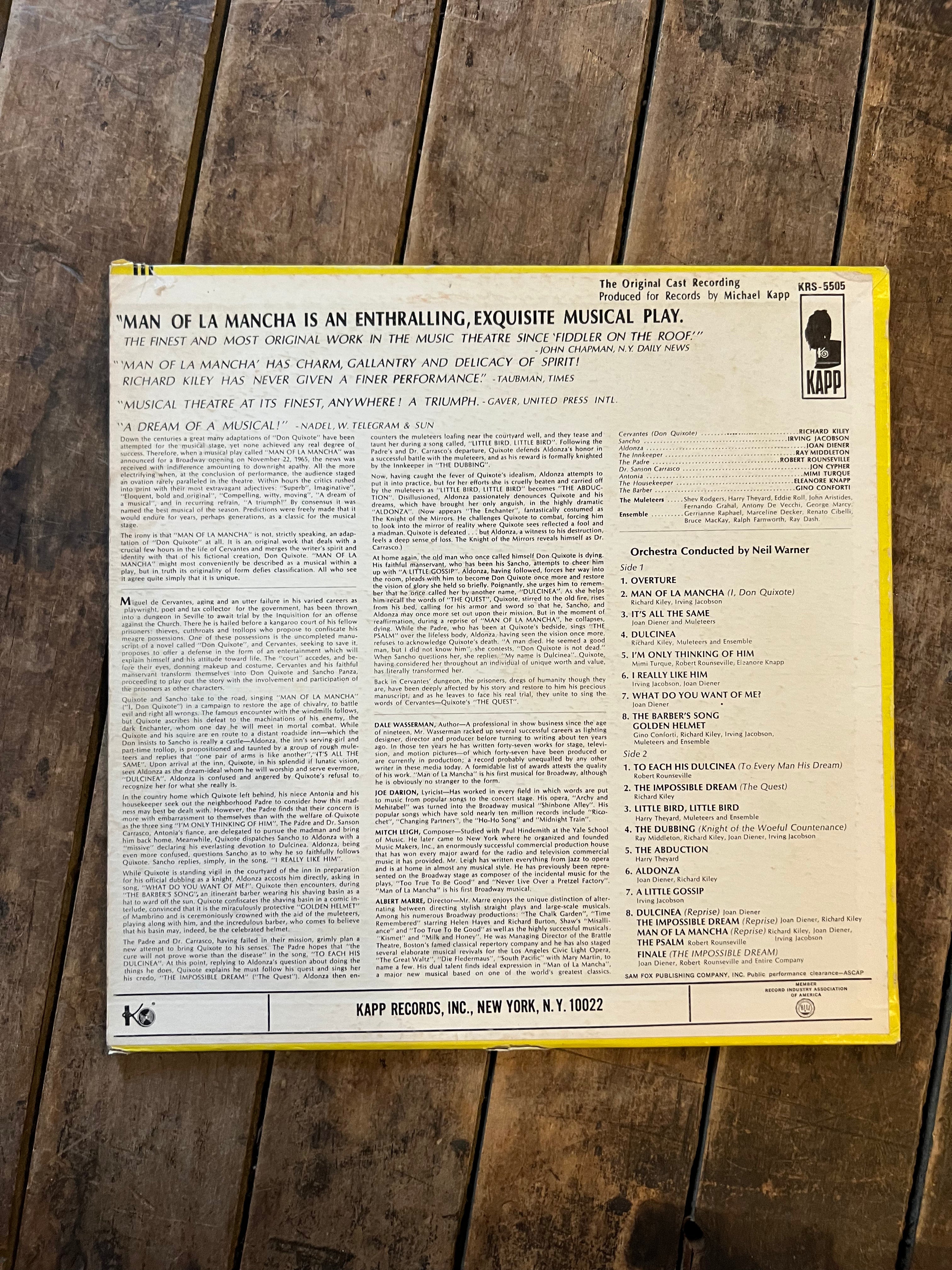 Man Of La Mancha - 1966 Original Cast Record - LP Vinyl Musical Album