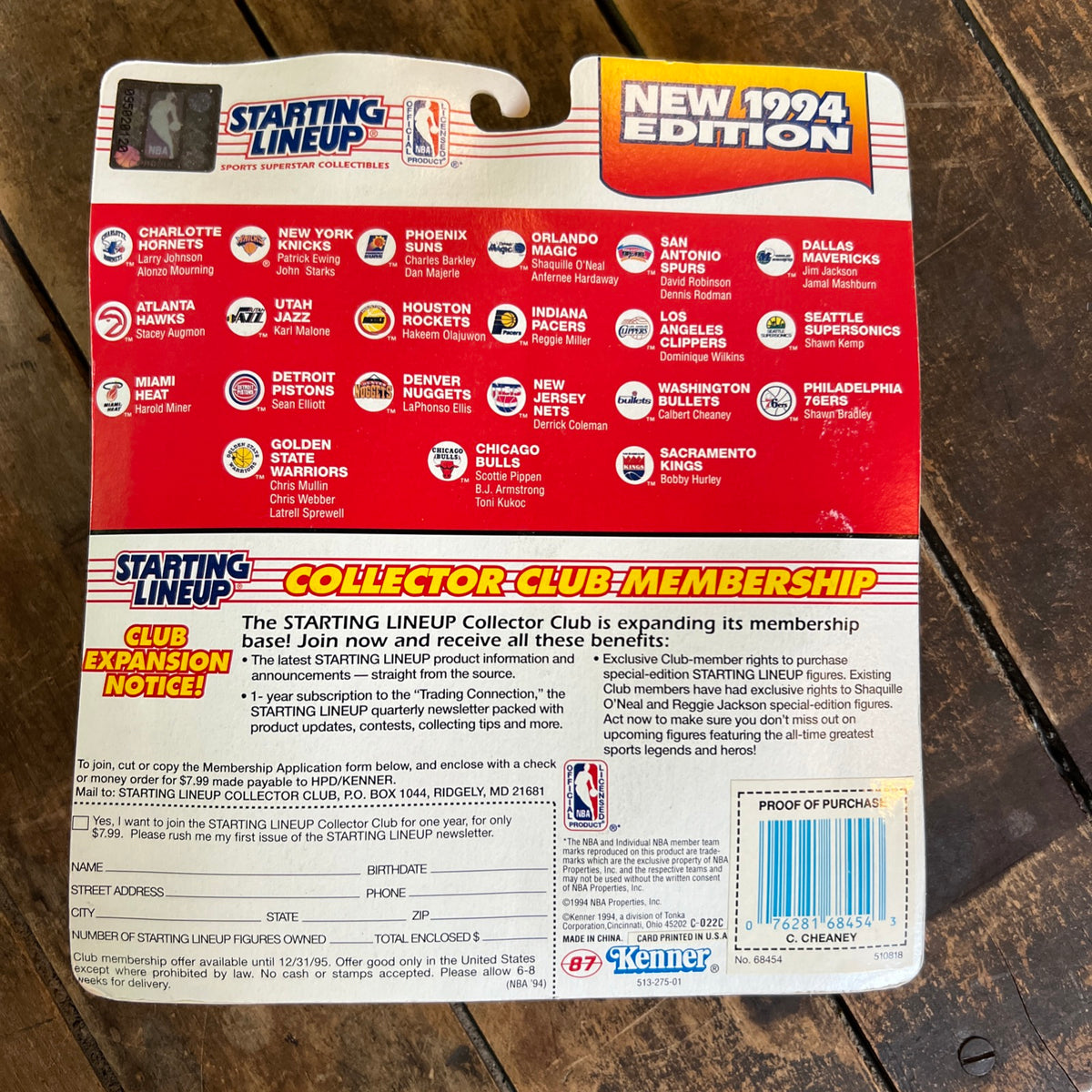 1994 Kenner Starting Lineup - NBA Washington Bullets Calbert Cheaney Action Figure