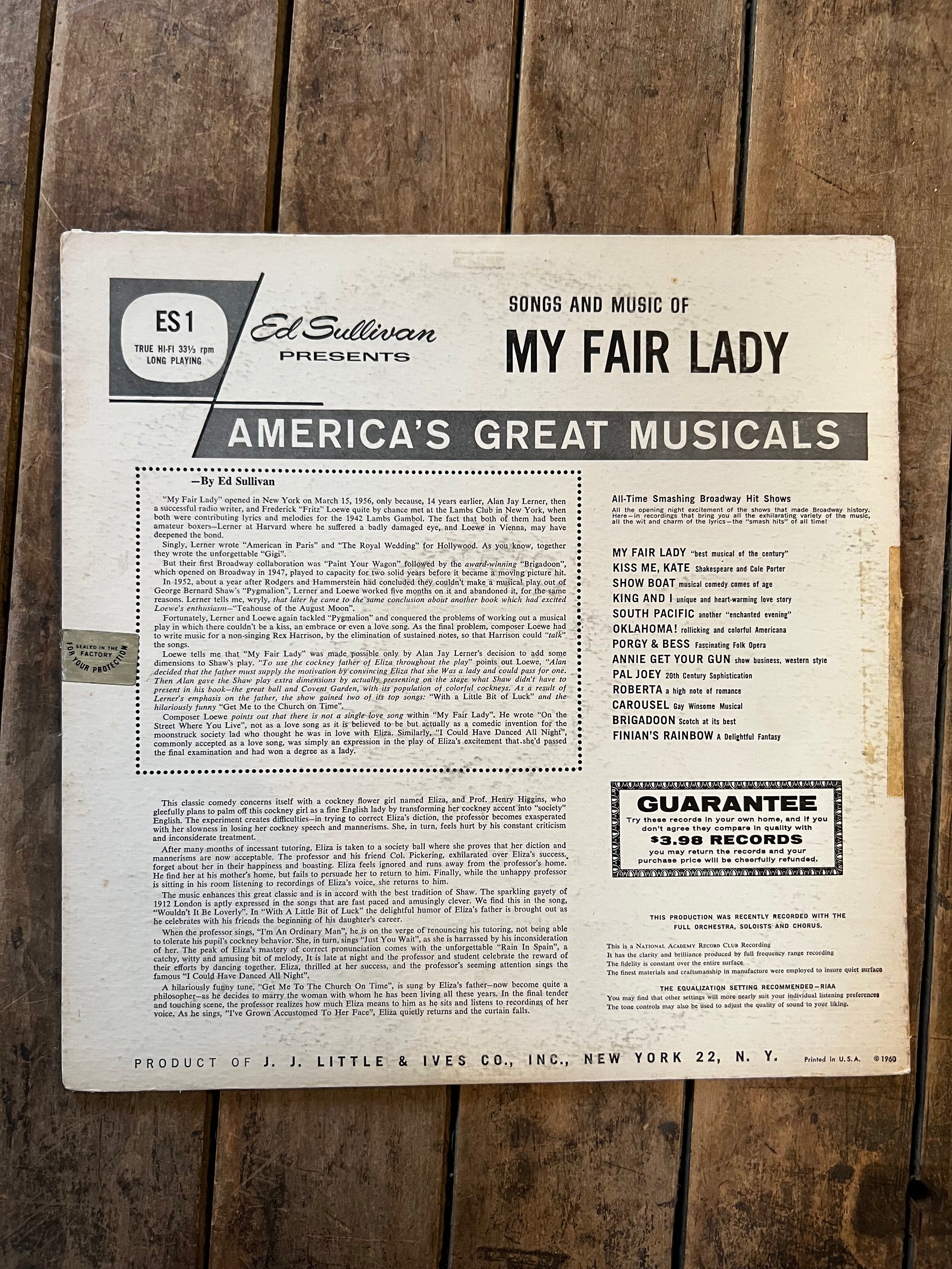 Ed Sullivan Presents -My Fair Lady - 1960 Record - LP Vinyl Album