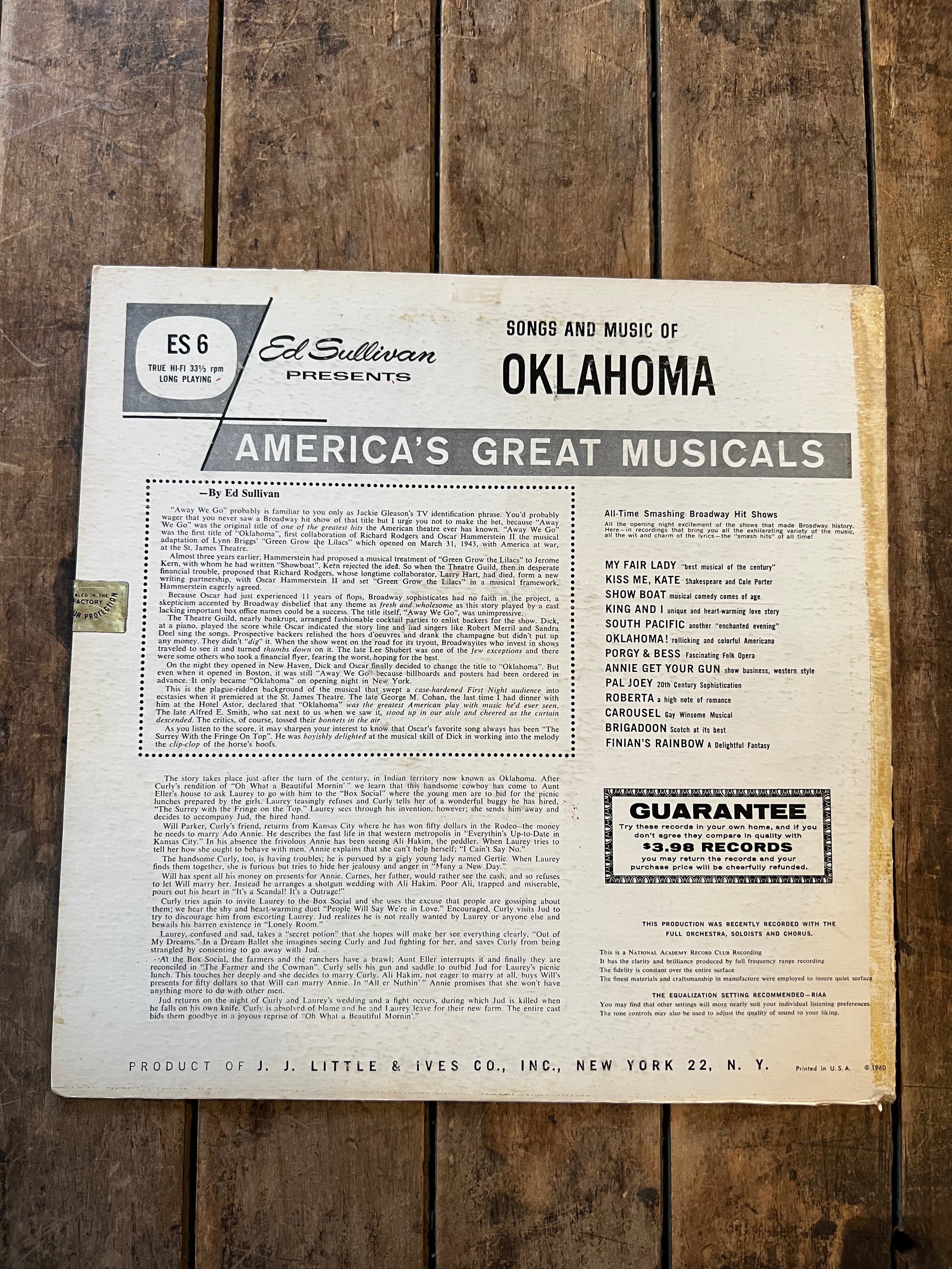 Ed Sullivan Presents - Oaklahoma - 1959 Record - LP Vinyl Album