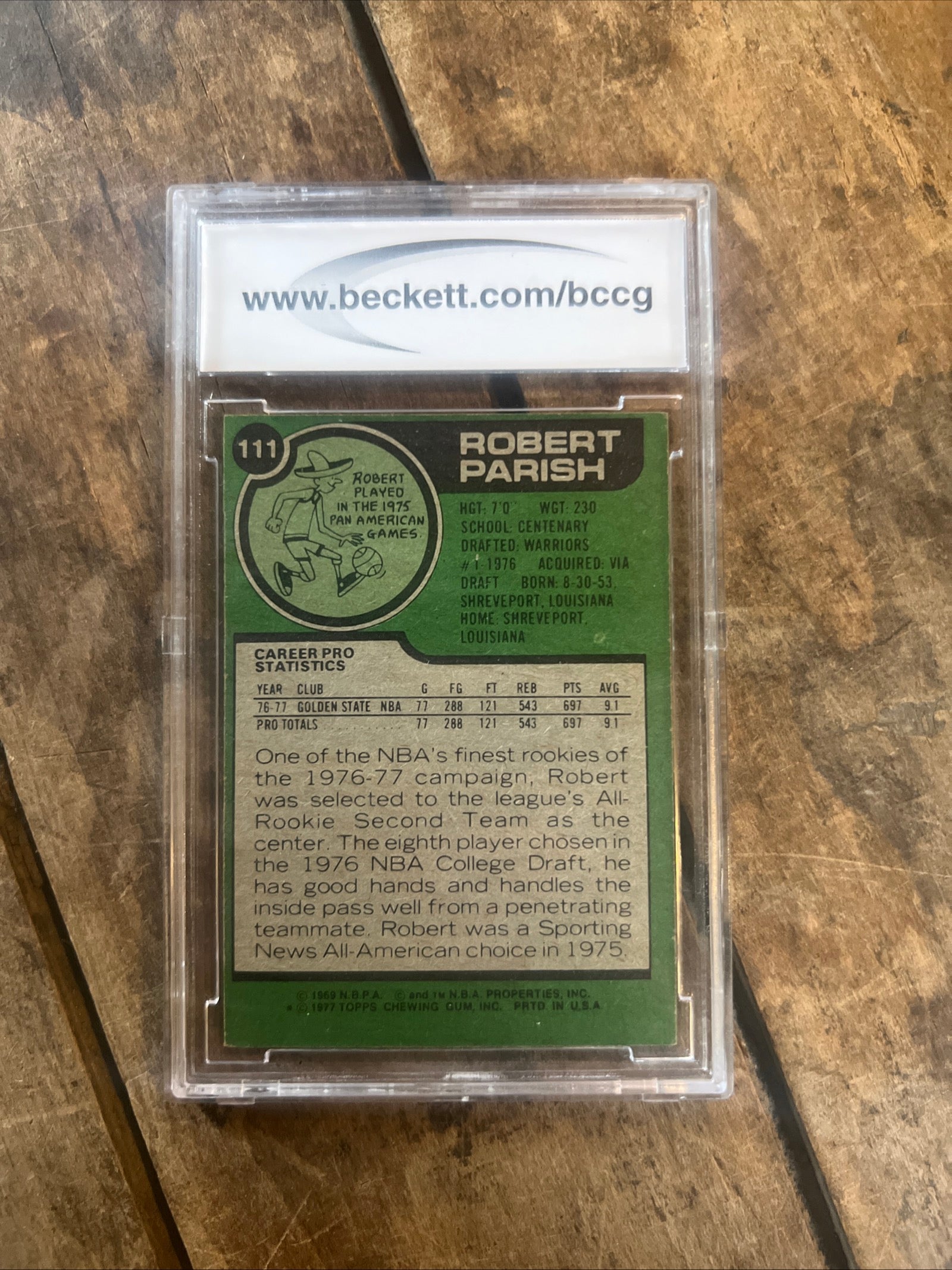 1977-78 Topps Rookie Card - Robert Parish Golden State Warriors - Beckett 8 RC