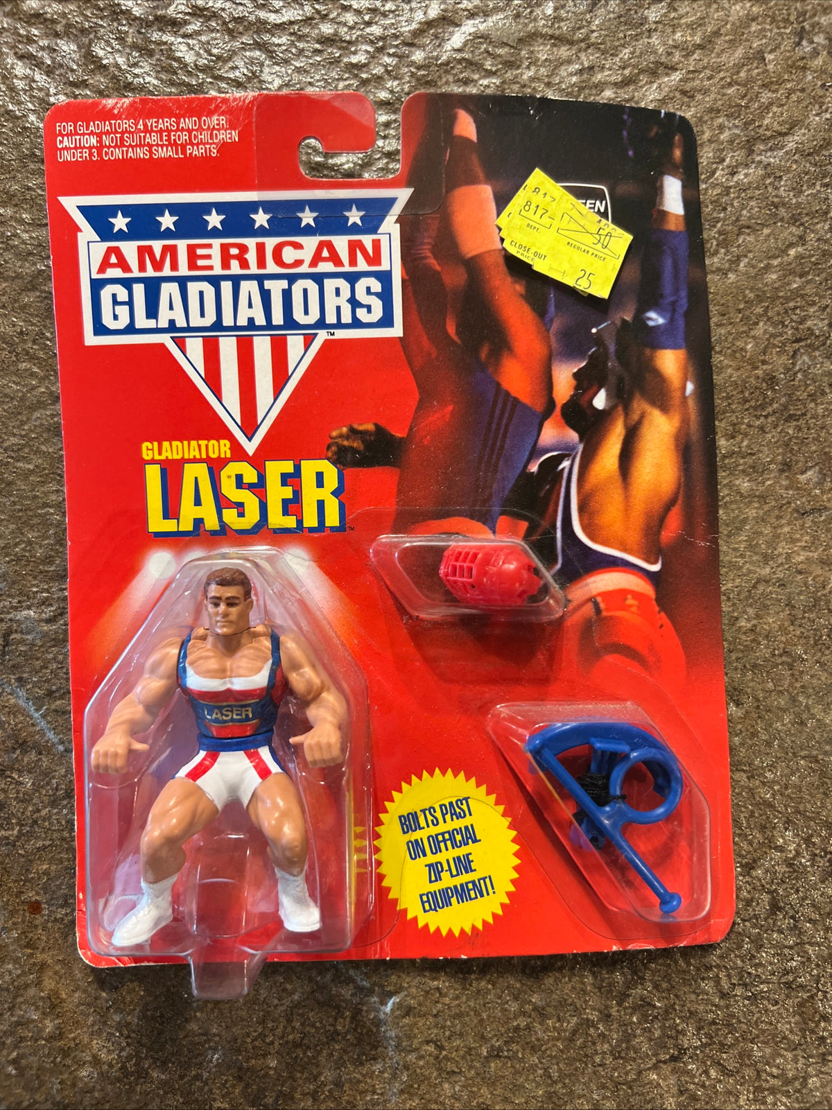 1991 Mattel American Gladiators - Gladiator LASER action figure - MOC Original Card