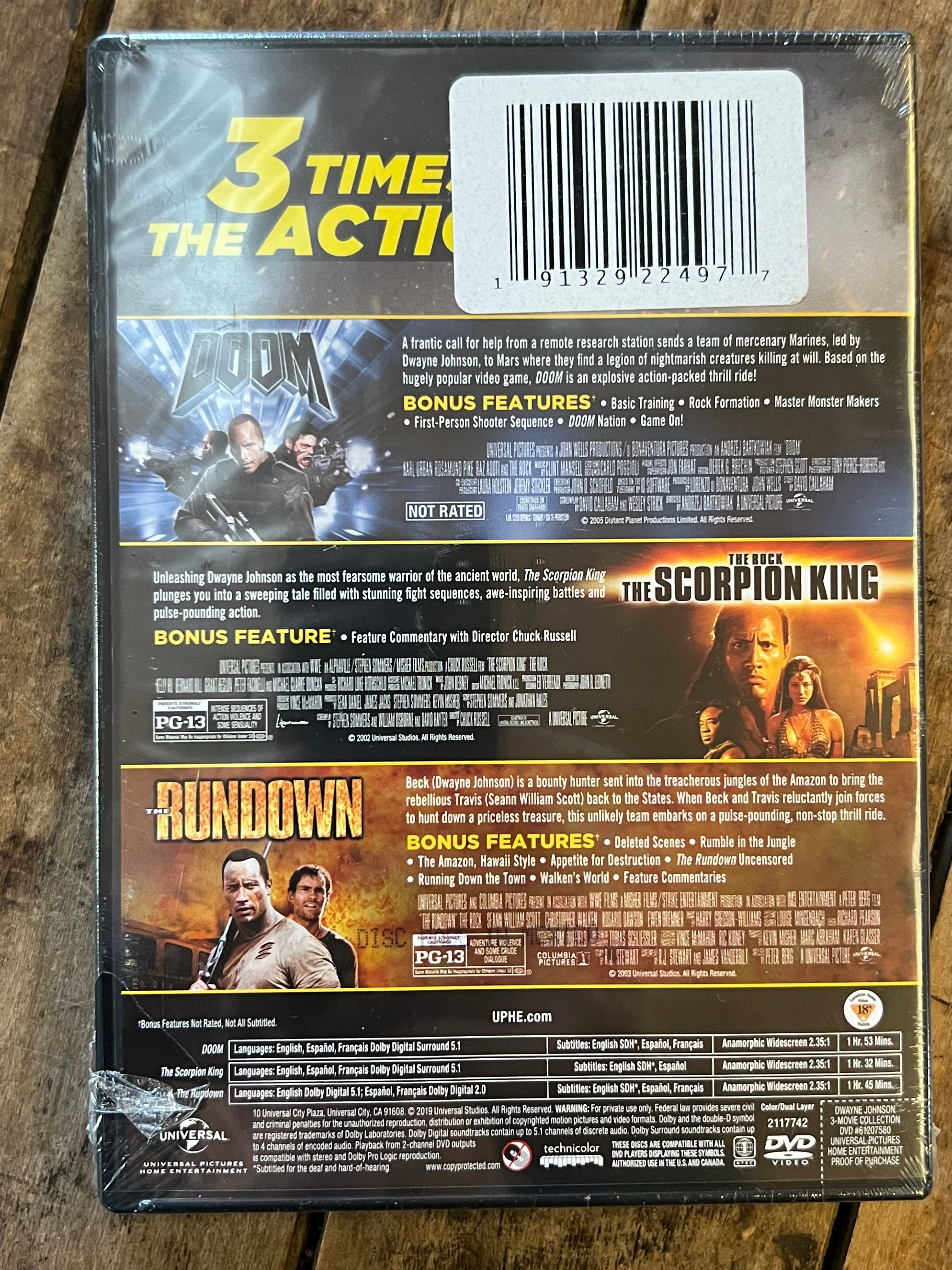 Dwayne Johnson 3-Movie Collection (Doom/The Scorpion King/The Rundown) New Sealed