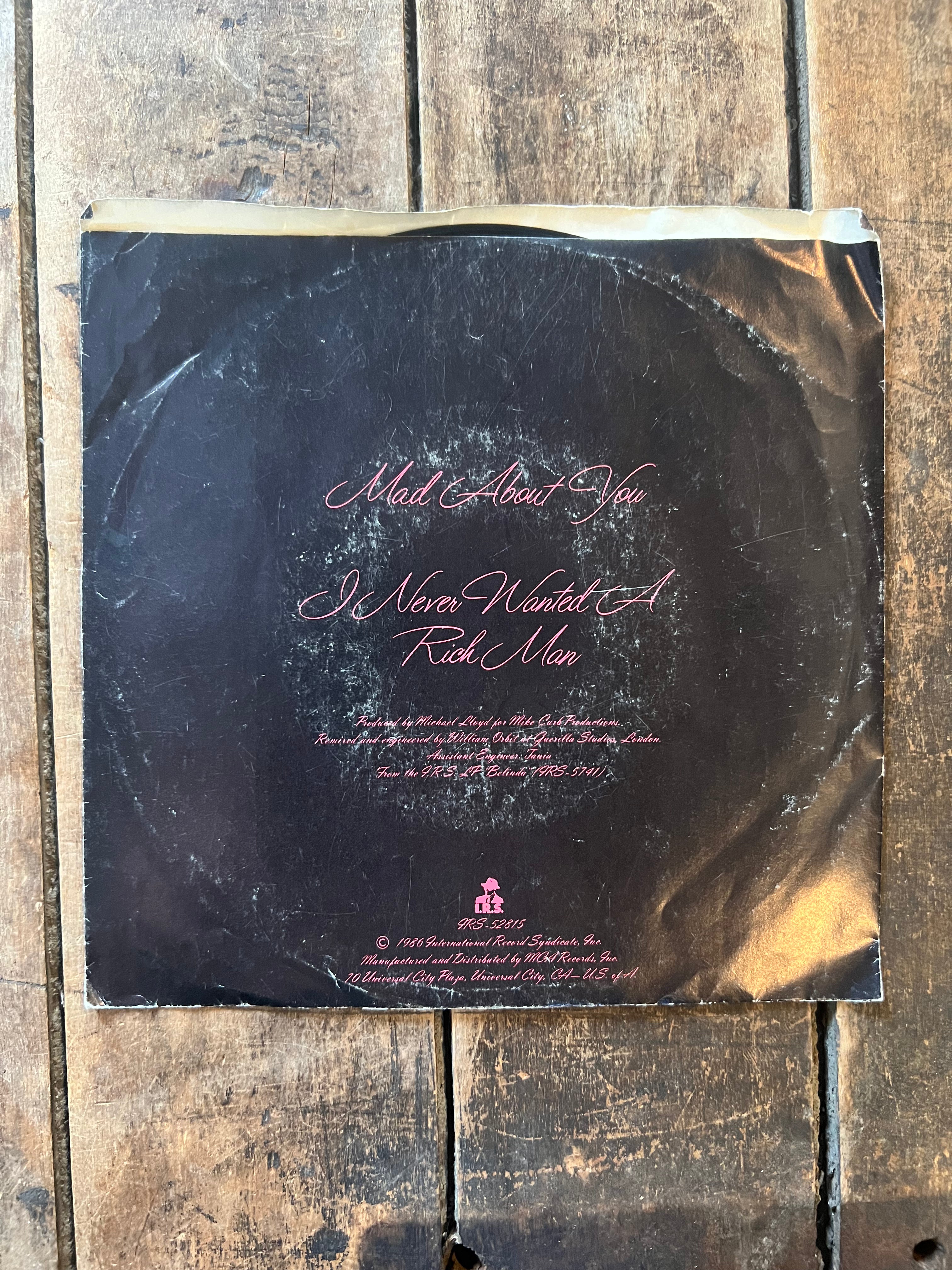 Belinda Carlisle - Mad About You - 1986 IRS Records - 45 Record Vinyl Album