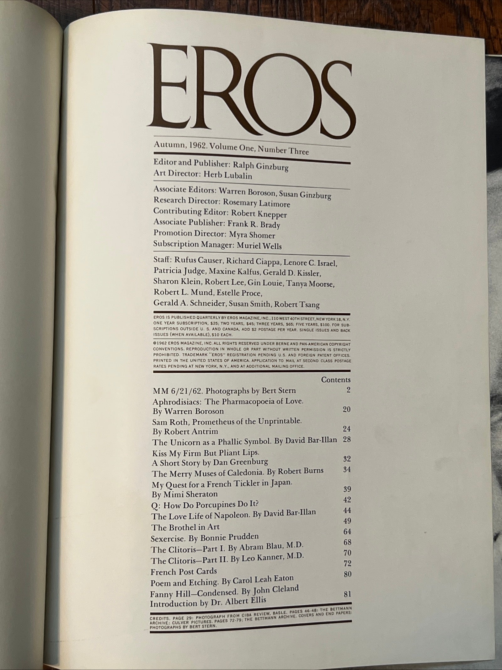 1962 EROS Magazine Inc.- Hardcover Coffee Table Book - Featuring Marilyn Monroe