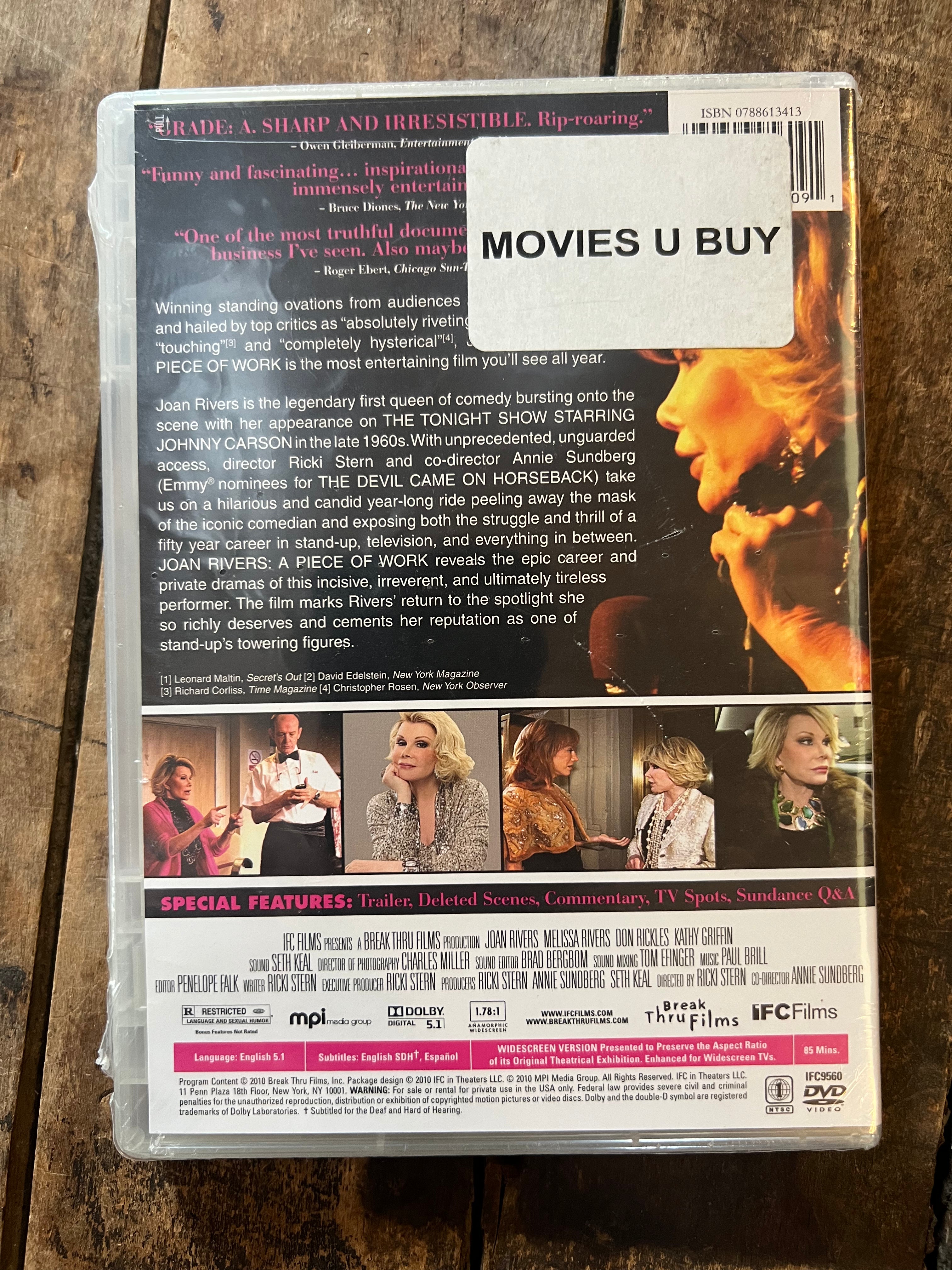 Joan Rivers: A Piece Of Work ( DVD 2010 ) Melissa Rivers - New Sealed Movie