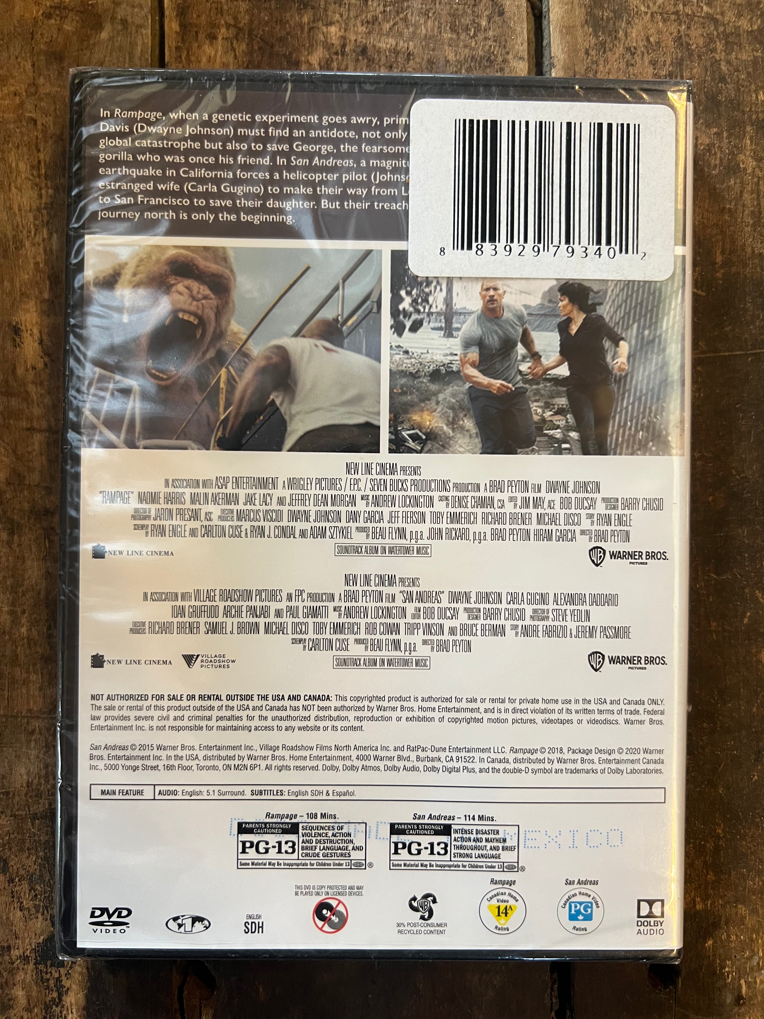 Dwayne Johnson - Rampage / San Andreas ( DVD 2 Film Collection )