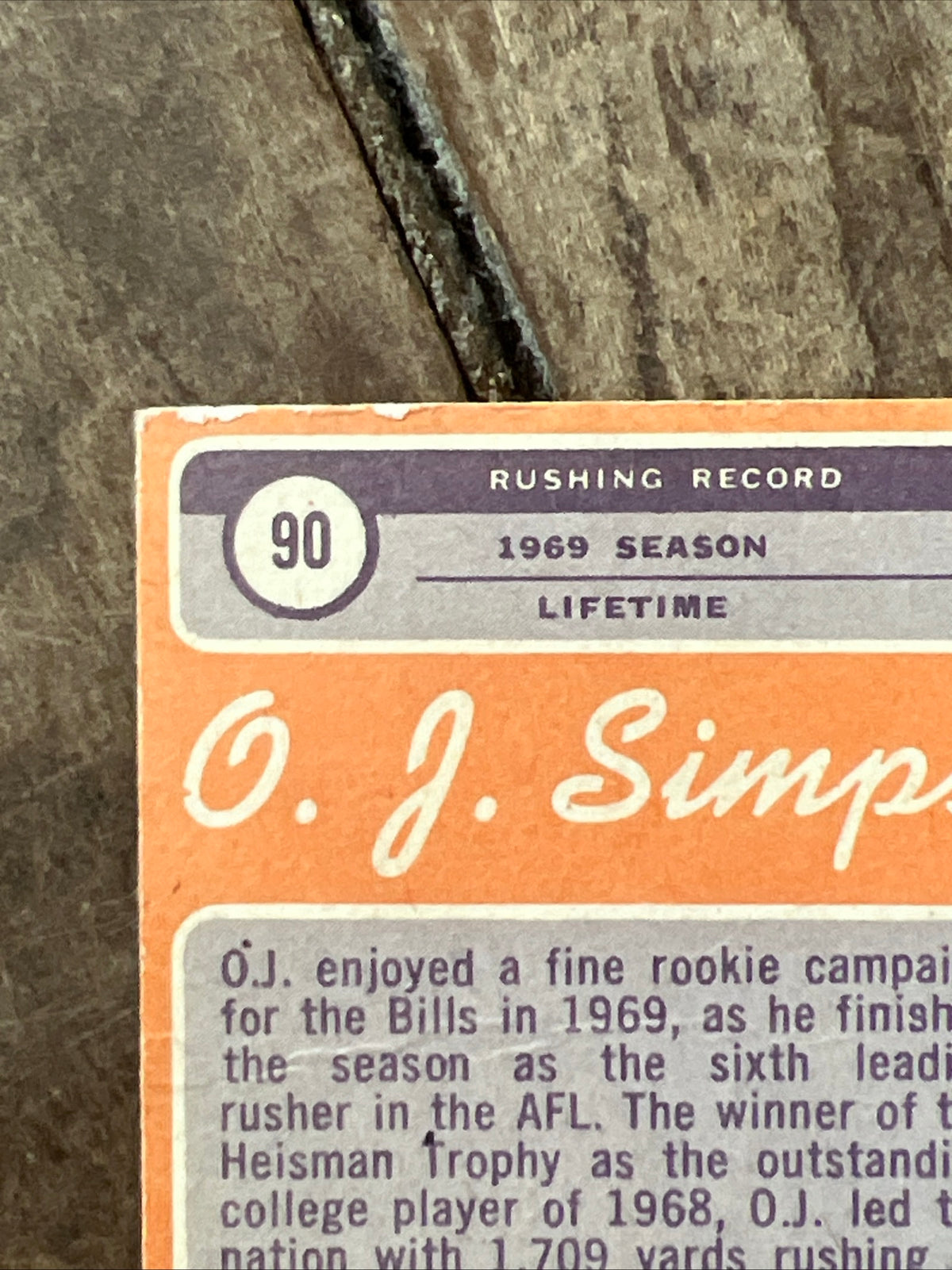 1970 Topps - O.J. Simpson #90 (RC) - NFL ROOKIE Card - Buffalo Bills