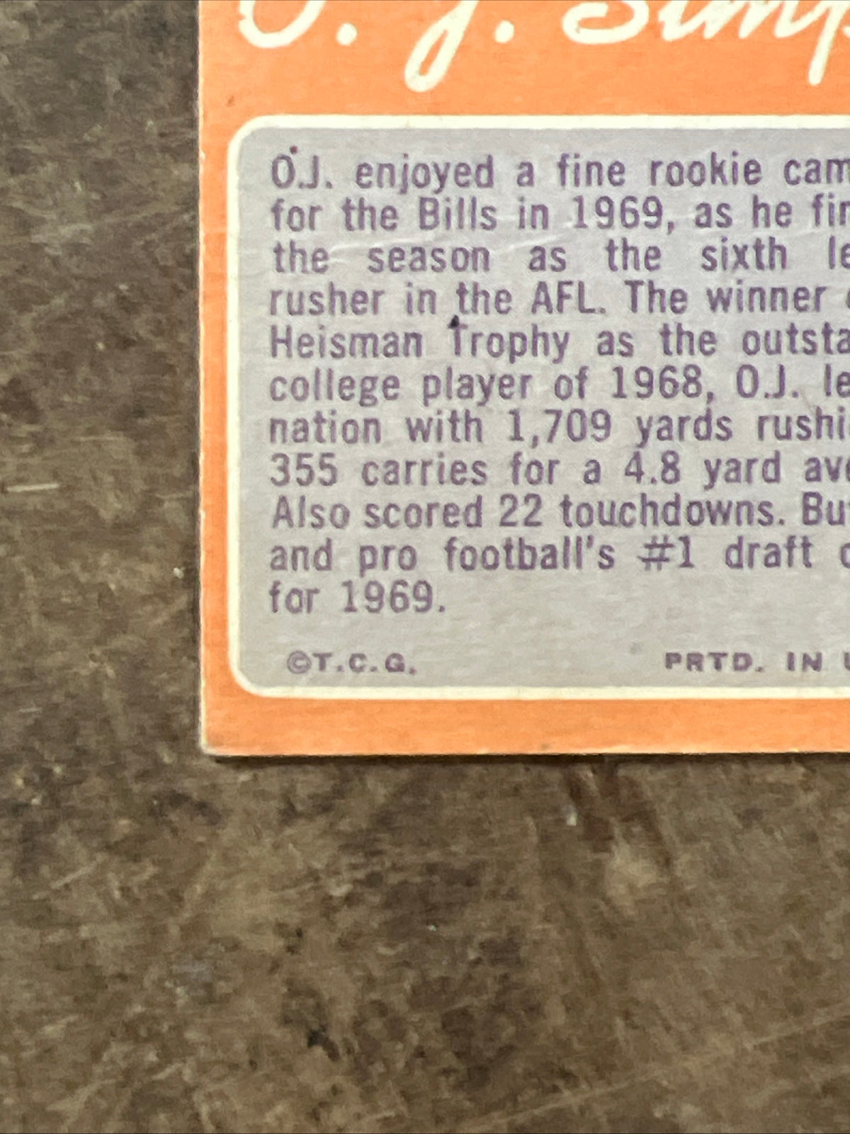 1970 Topps - O.J. Simpson #90 (RC) - NFL ROOKIE Card - Buffalo Bills