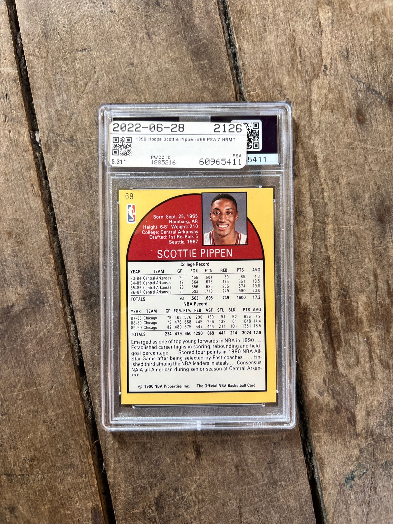 1990 NBA HOOPS Basketball Card - Scottie Pippen Chicago Bulls - PSA NM 7