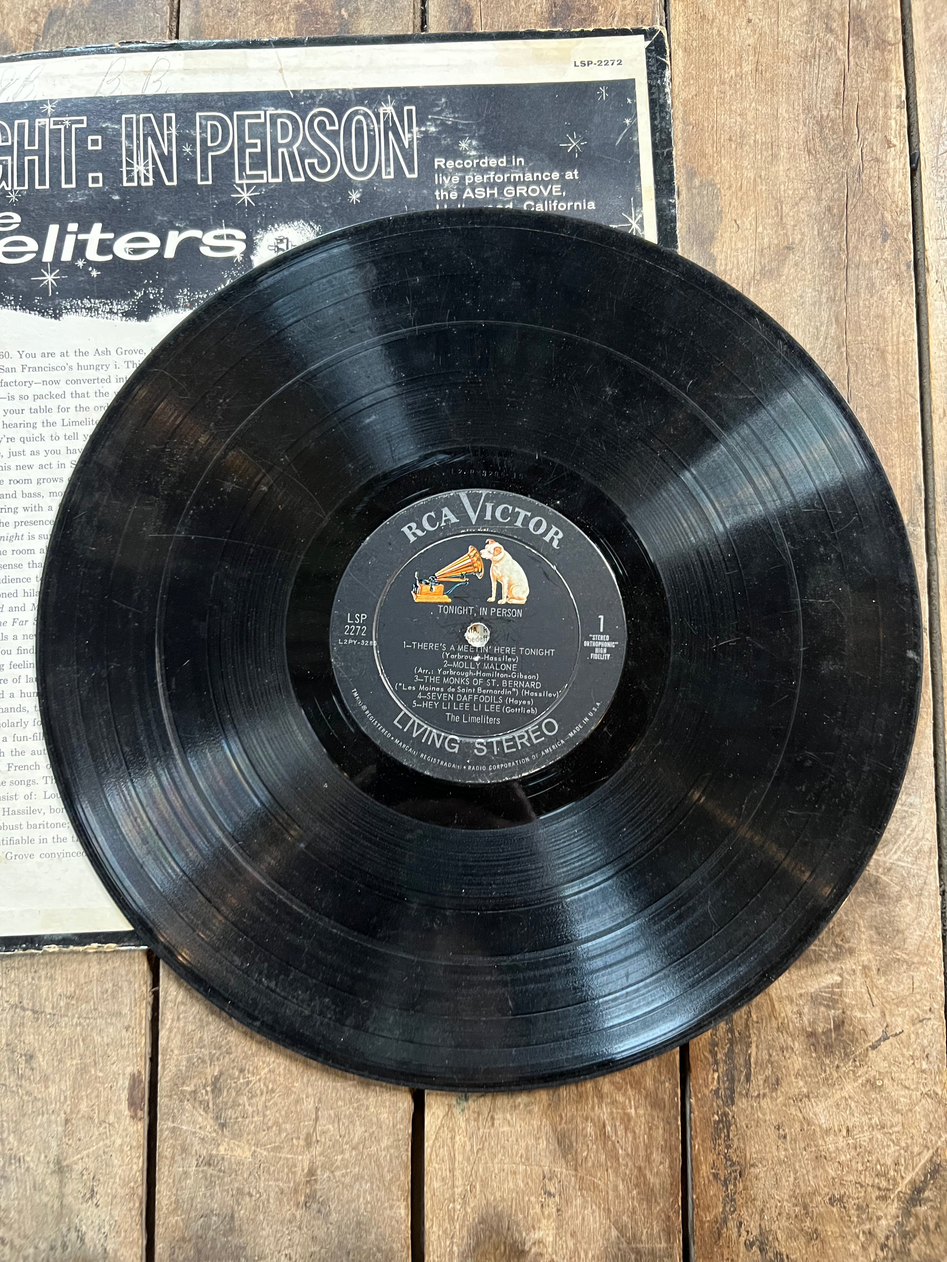 The Limeliters “Tonight : In Person “ 1961 RCA Victor Records - Vinyl LP Album