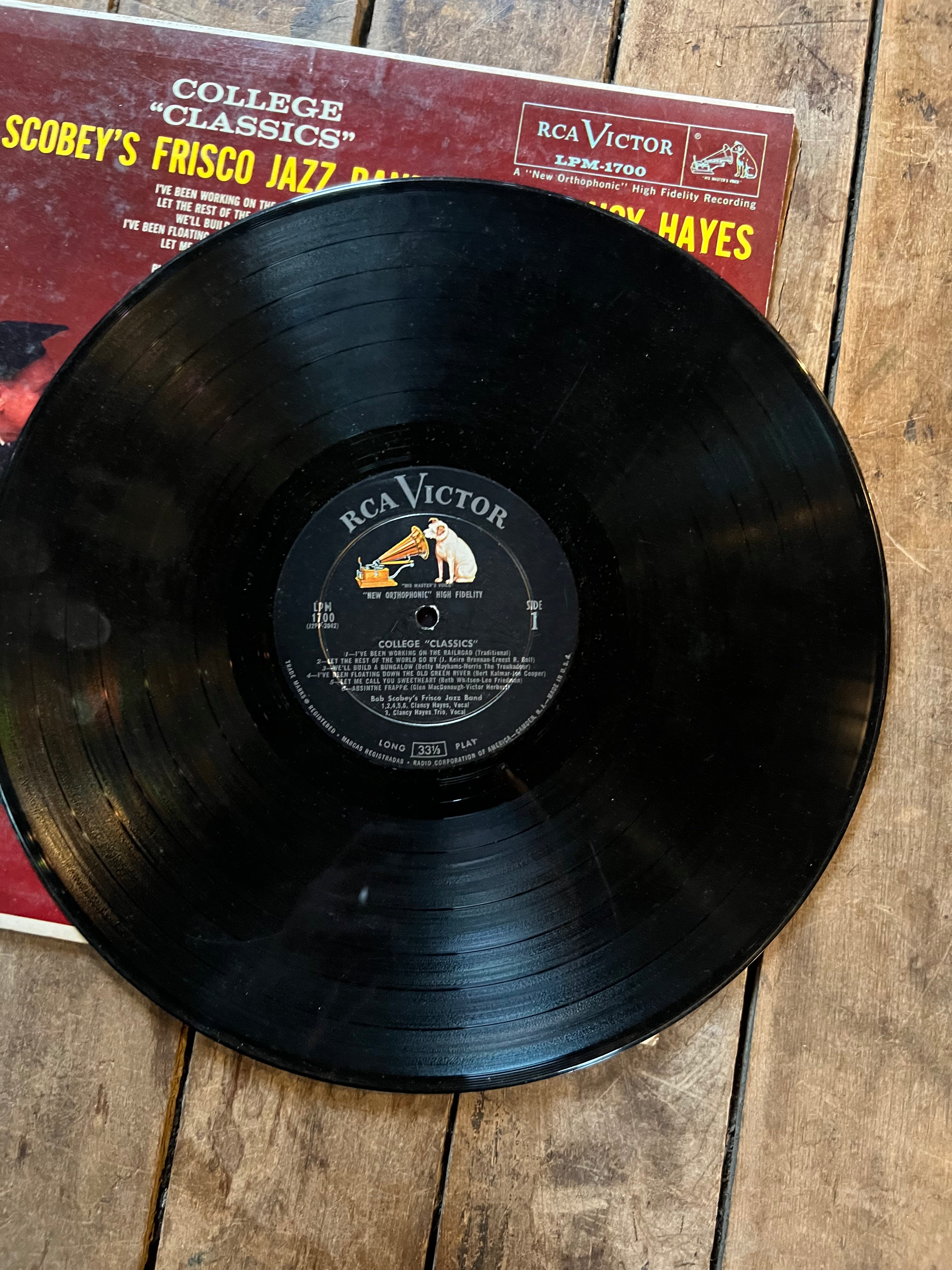 Bob Scobey’s Frisco Band with Clancy Hayes “College Classics “ 1959 RCA Victor Records Vinyl LP