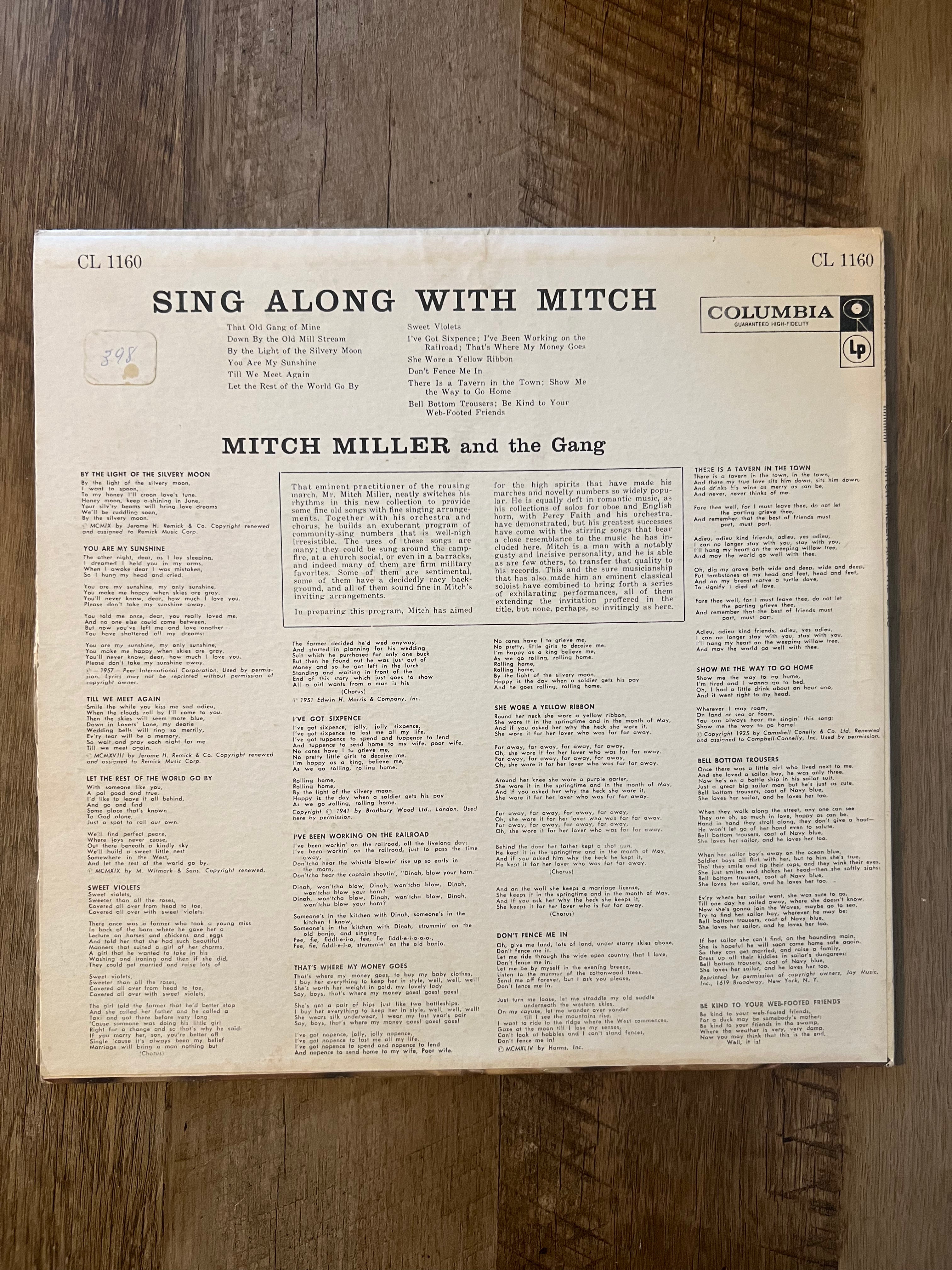 Sing Along With Mitch Miller And The Gang - 1962 Columbia Records Viny! LP