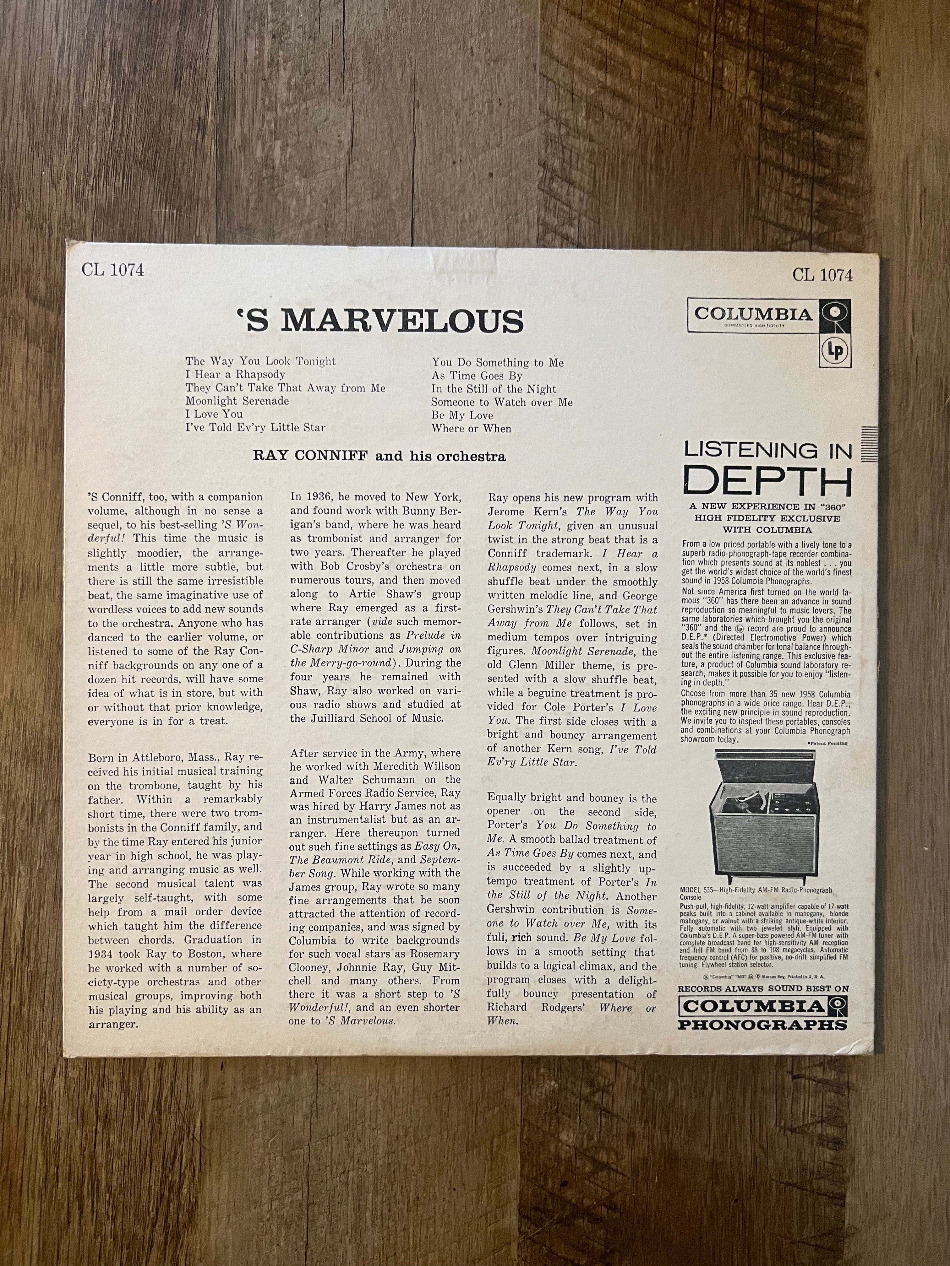 Ray Conniff And His Orchestra ‘S MARVELOUS - 1957 Columbia Records Vinyl LP
