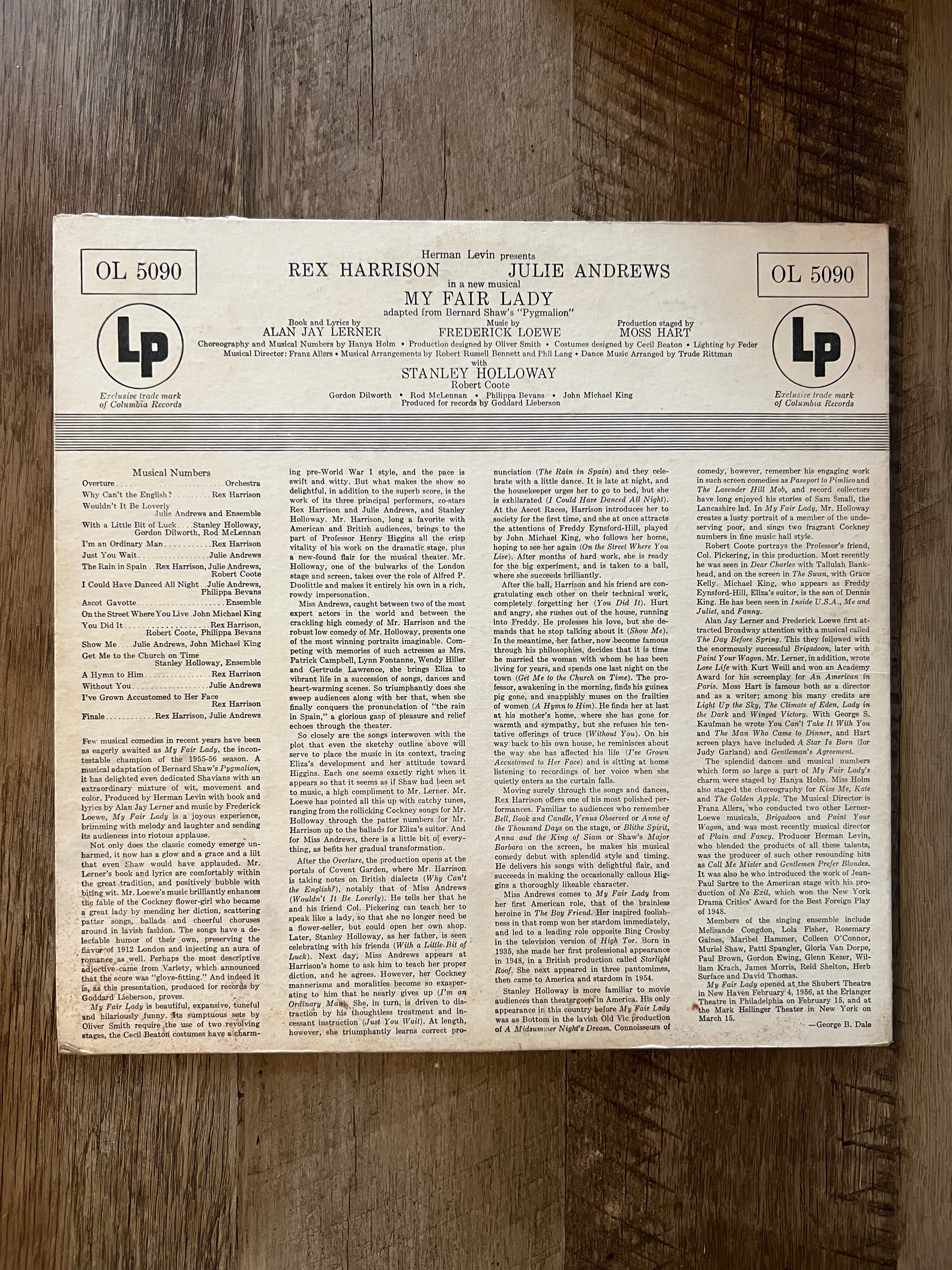 My Fair Lady - Rex Harrison & Julie Andrews - 1956 Columbia Records Vinyl LP
