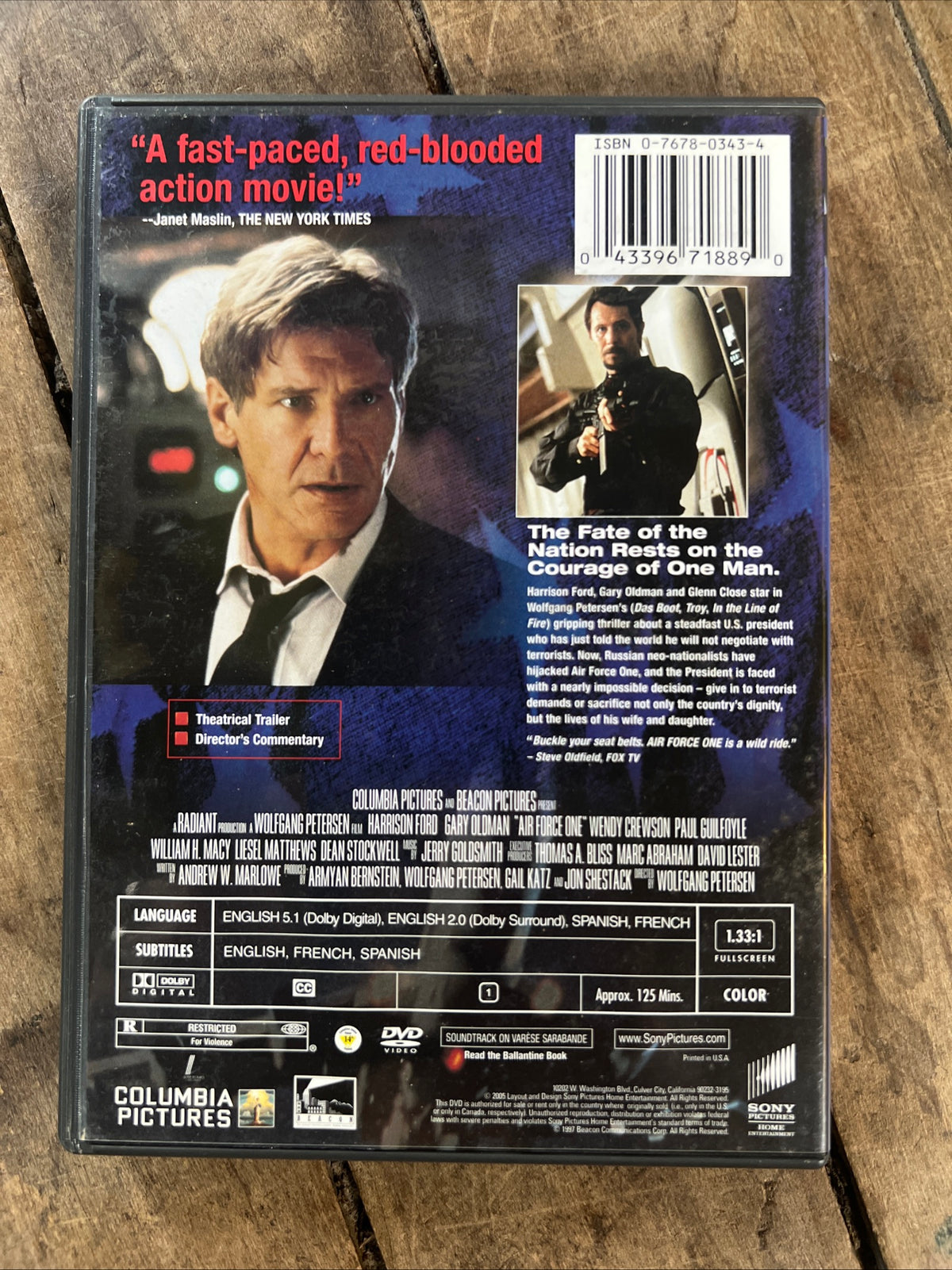 Air Force One ( DVD 1997 ) Action / Thriller [R] Starring Harrison Ford