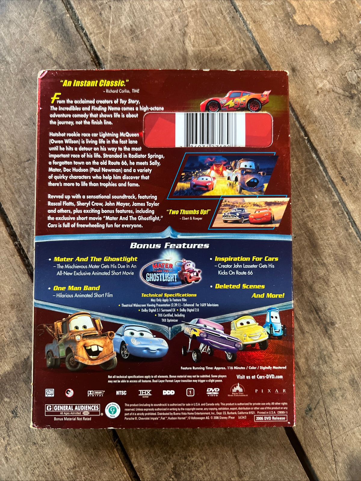 CARS (DVD 2006) Family /Comedy [G] Disney - Pixar Film