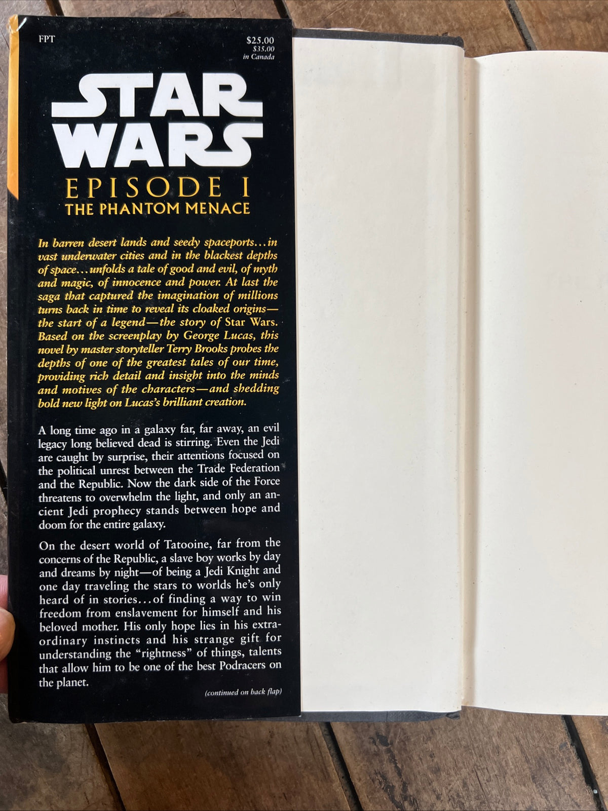 STAR WARS - Episode 1 The Phantom Menace ( 1999 Hardcover ) by Terry Brooks
