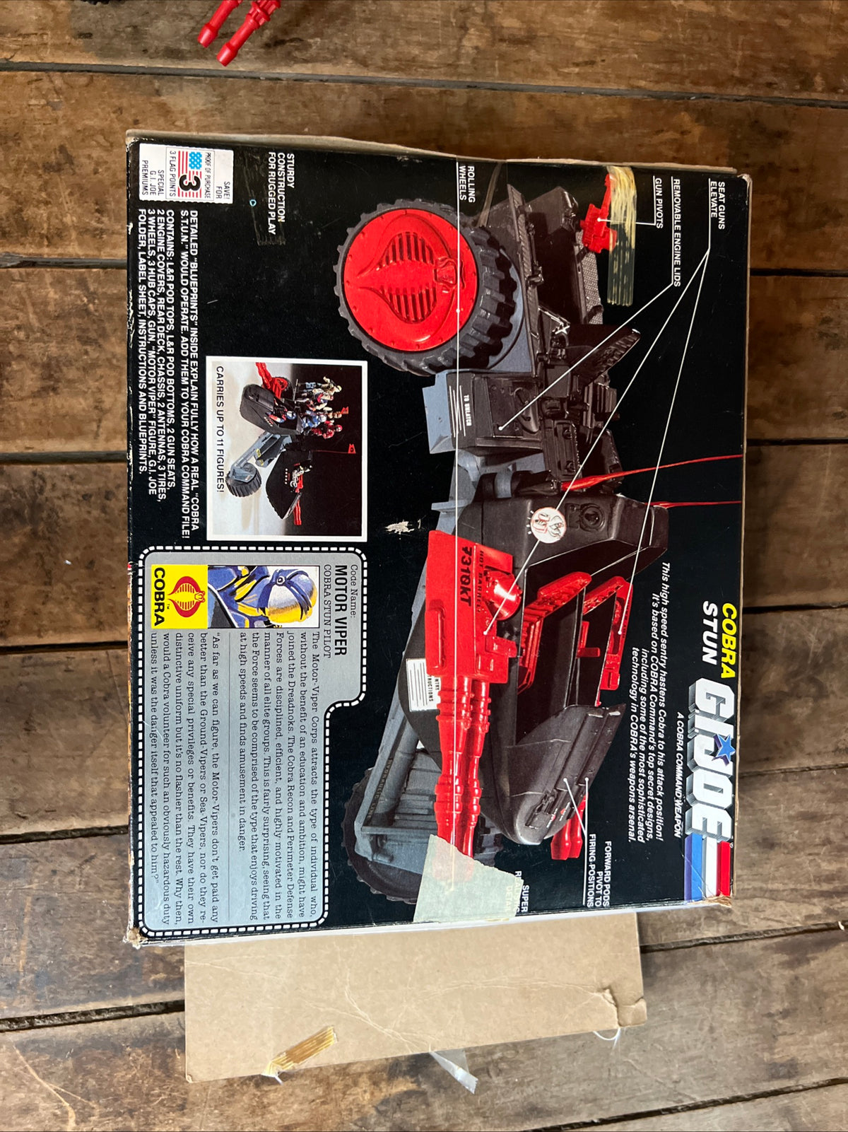 1986 Hasbro GI JOE- Cobra Stun & Motor Viper Pilot Action Figure - Original Box