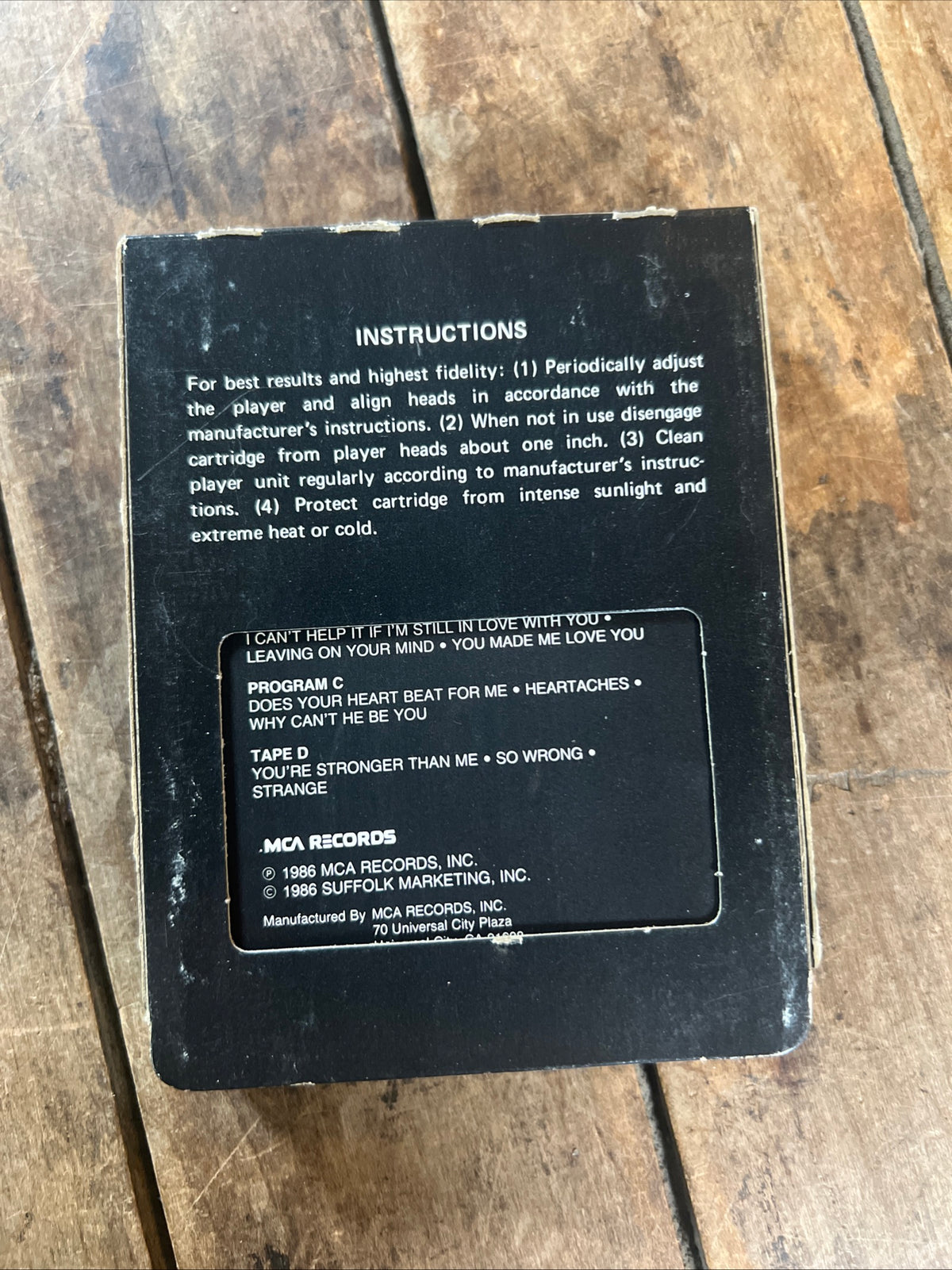 Patsy Cline Her Legendary Recordings Album No 2- 1986 MCA Records - 8 Track Tape